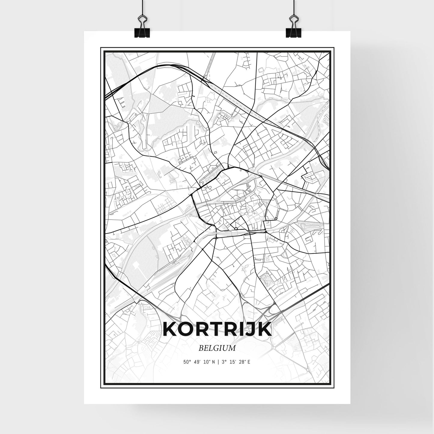 Kortrijk  Belgium - Premium City Map Poster