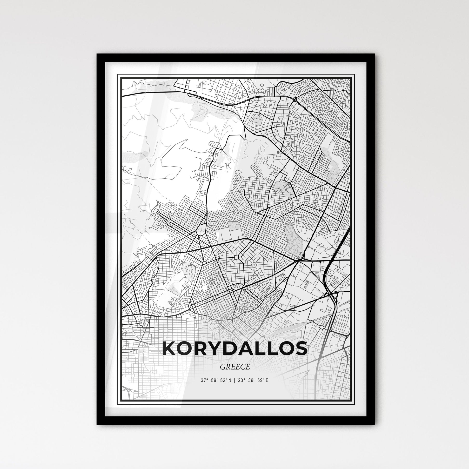 Korydallos Greece - Scandinavian Style City Map for Modern Home Decor