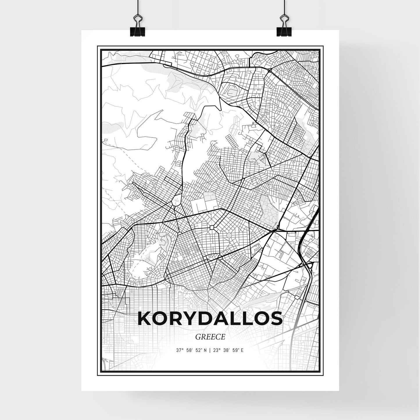 Korydallos Greece - Premium City Map Poster