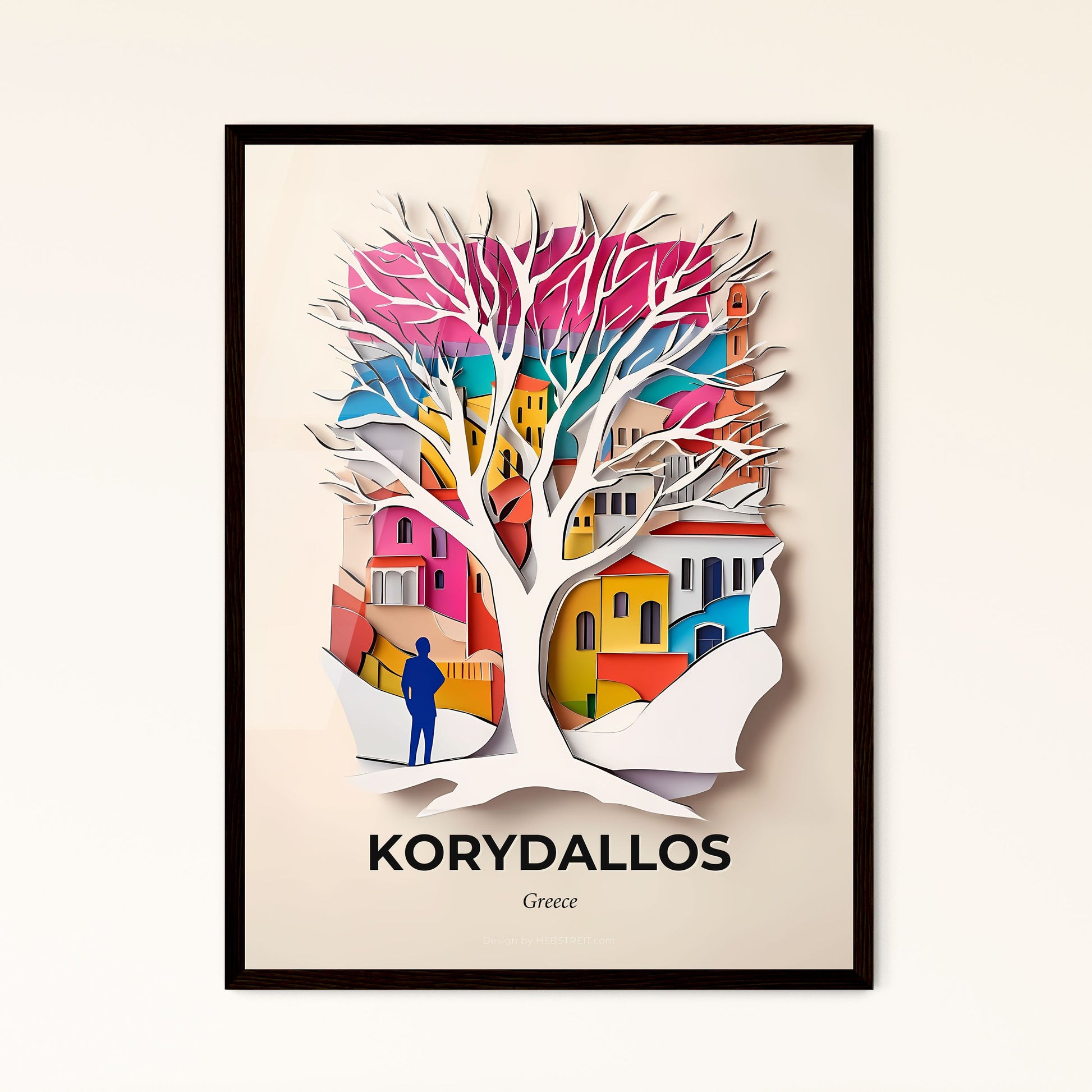 Vivid Korydallos, Greece - a paper cut of a man standing under a tree