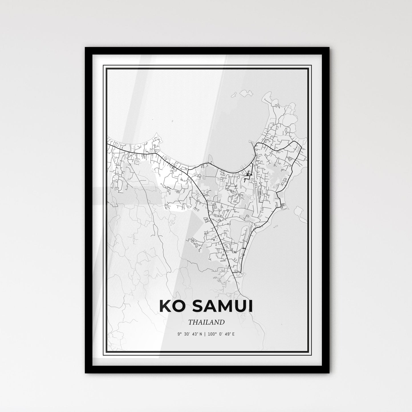 Ko Samui Thailand - Scandinavian Style City Map for Modern Home Decor