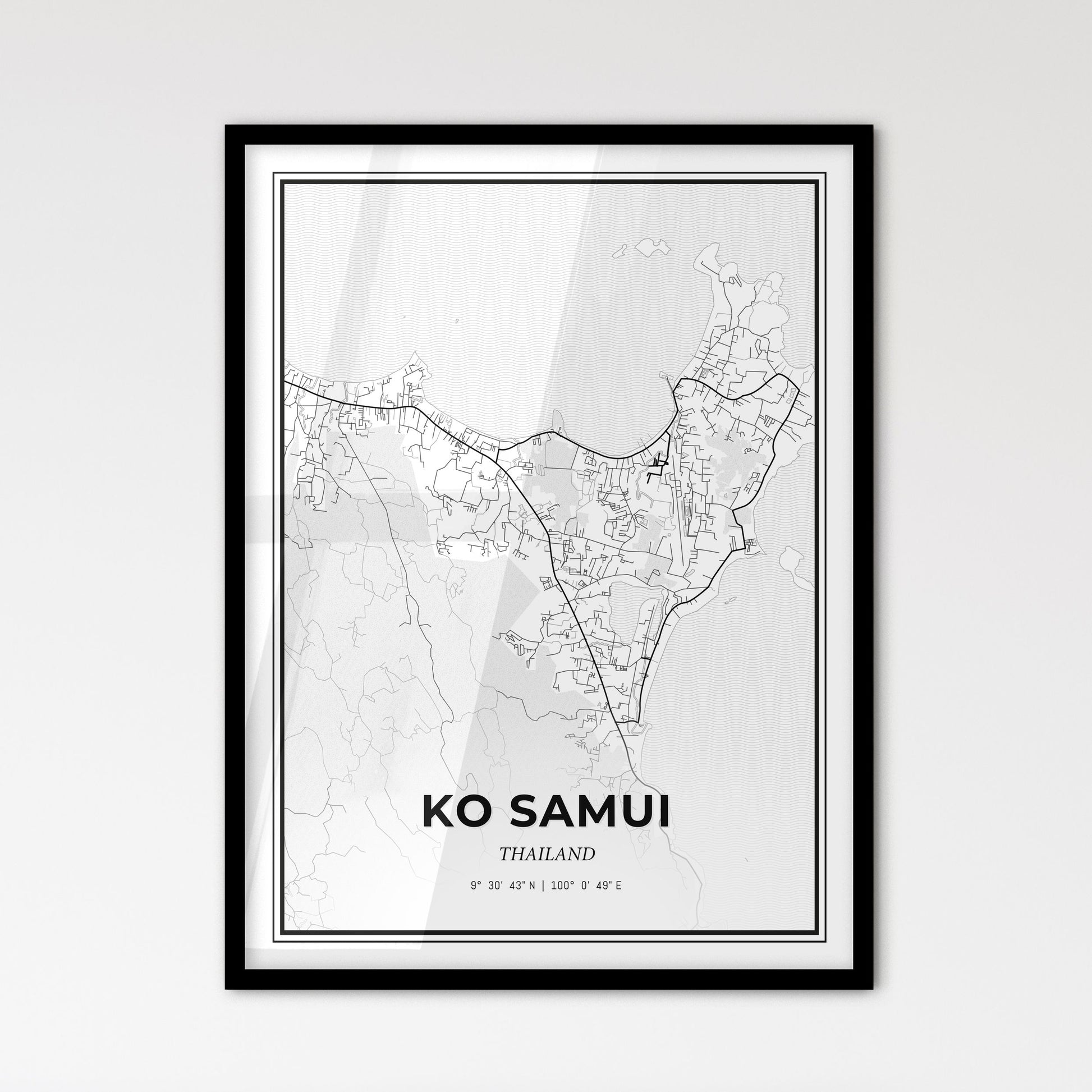 Ko Samui Thailand - Scandinavian Style City Map for Modern Home Decor