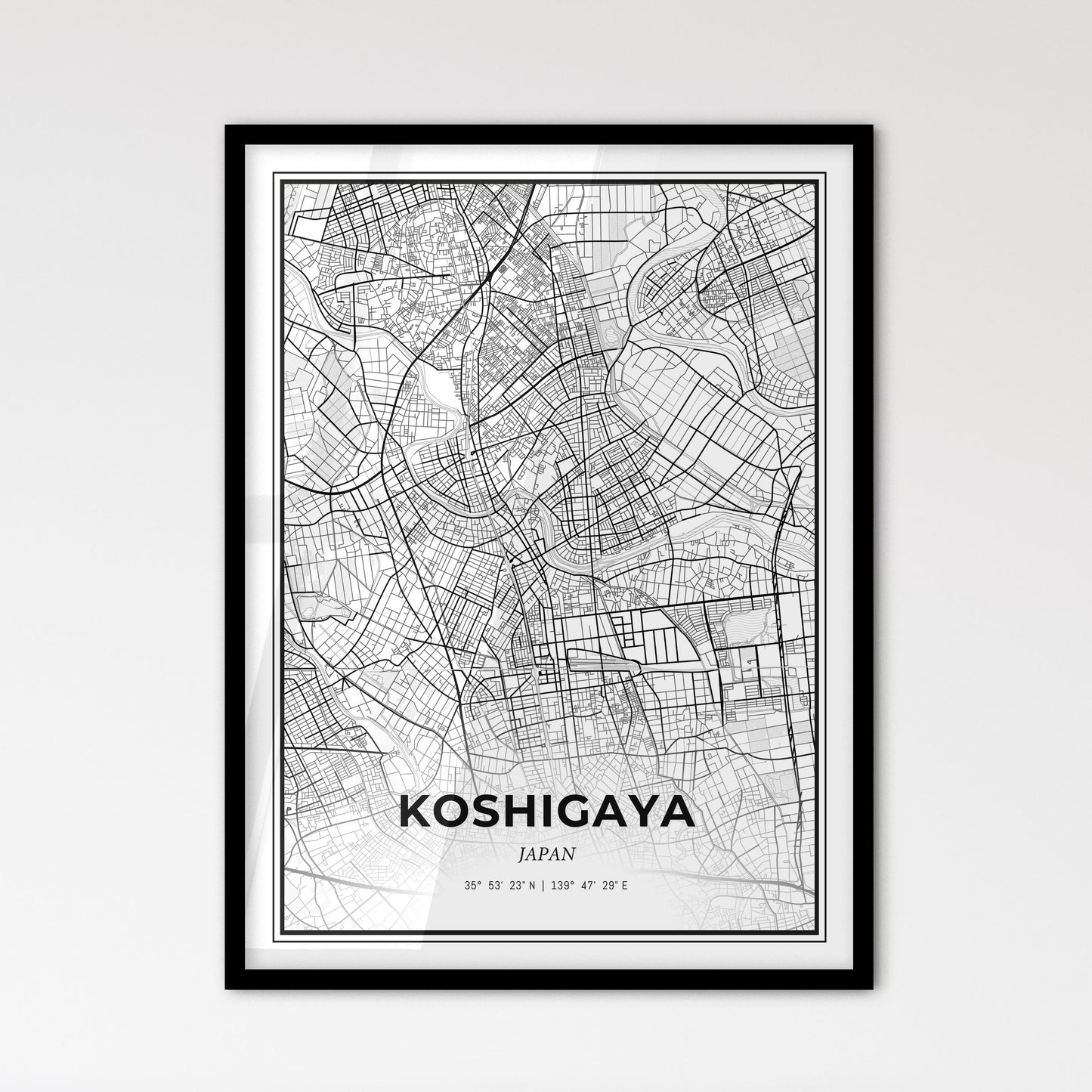 Koshigaya Japan - Scandinavian Style City Map for Modern Home Decor