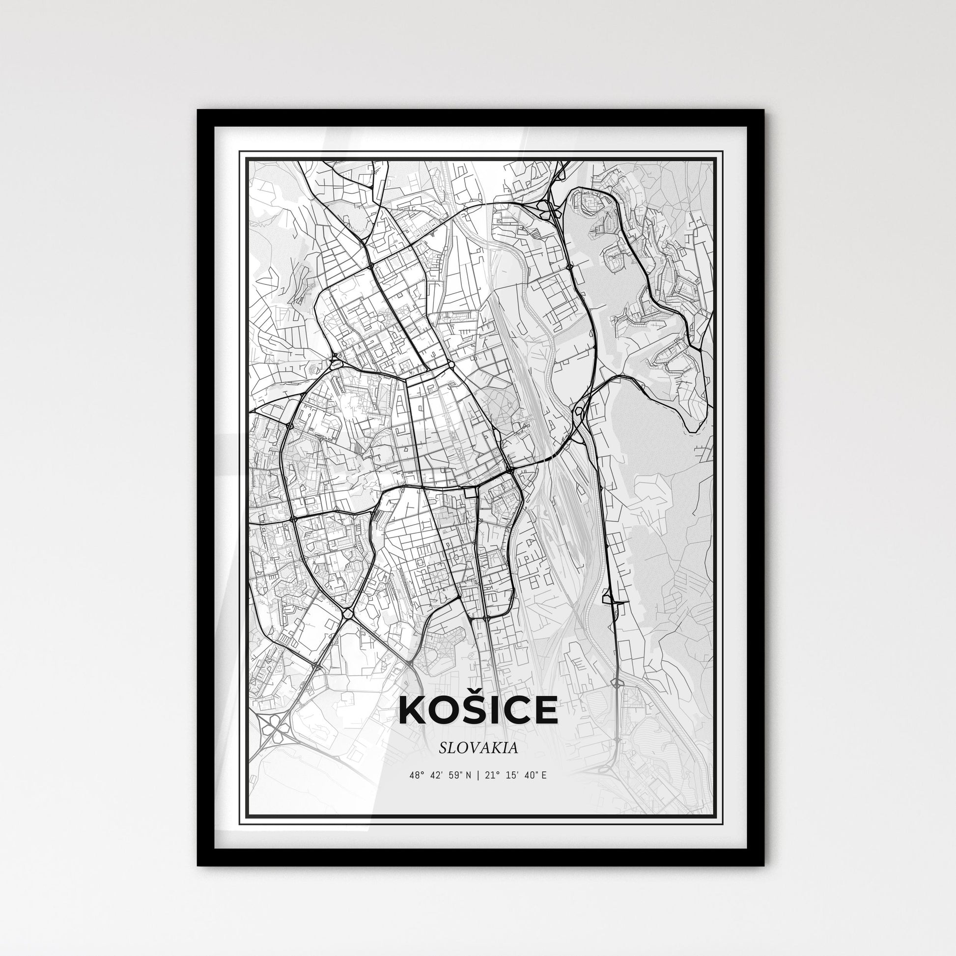 Košice Slovakia - Scandinavian Style City Map for Modern Home Decor