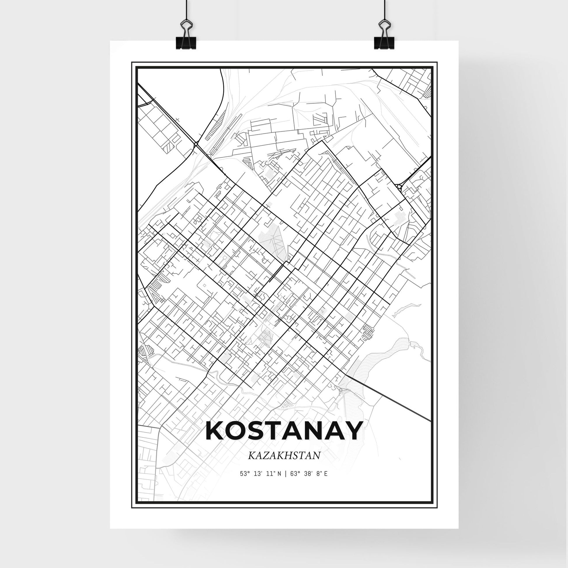 Kostanay Kazakhstan - Premium City Map Poster