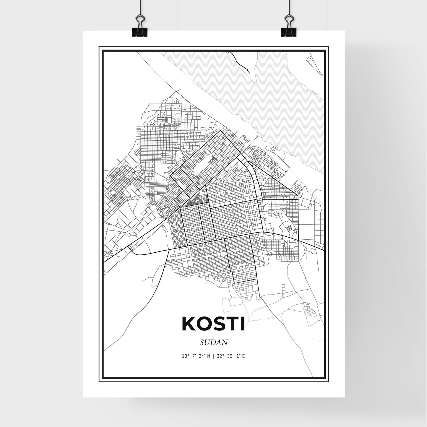 Kosti Sudan - Premium City Map Poster