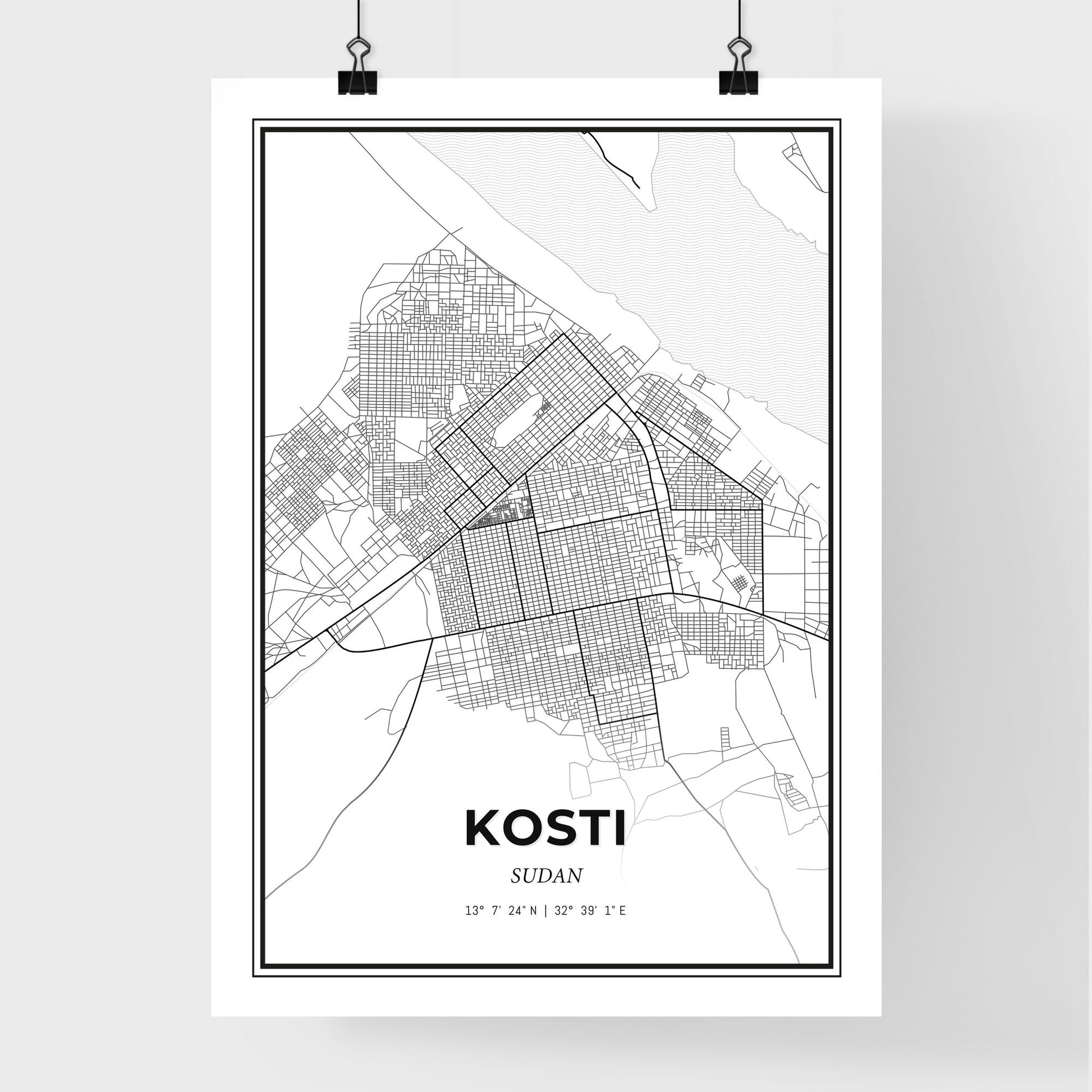 Kosti Sudan - Premium City Map Poster