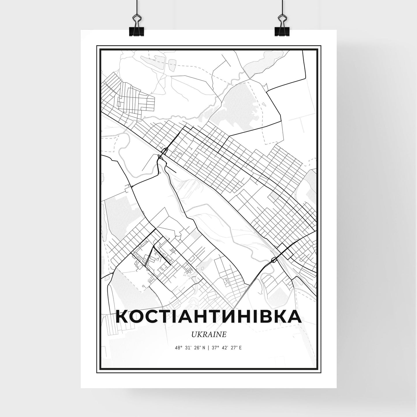 Kostiantynivka Ukraine - Premium City Map Poster