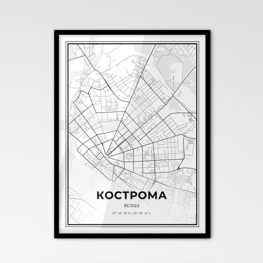 Kostroma Russia - Scandinavian Style City Map for Modern Home Decor