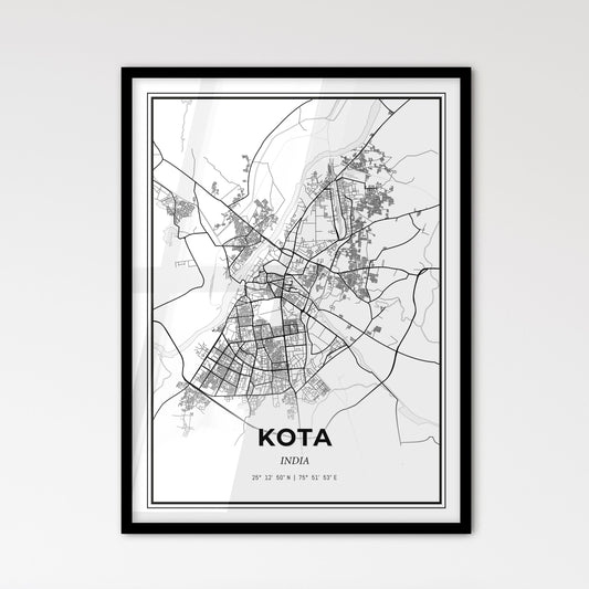 Kota India - Scandinavian Style City Map for Modern Home Decor