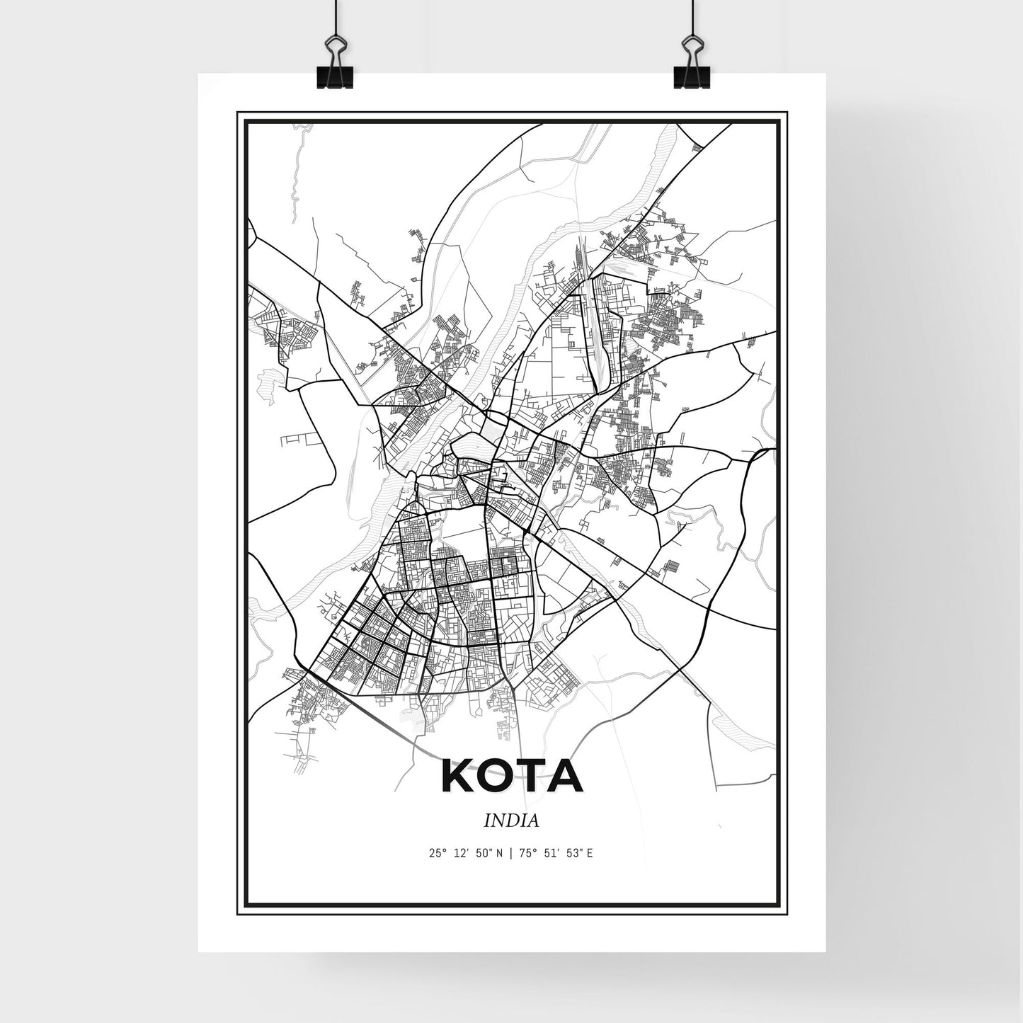 Kota India - Premium City Map Poster