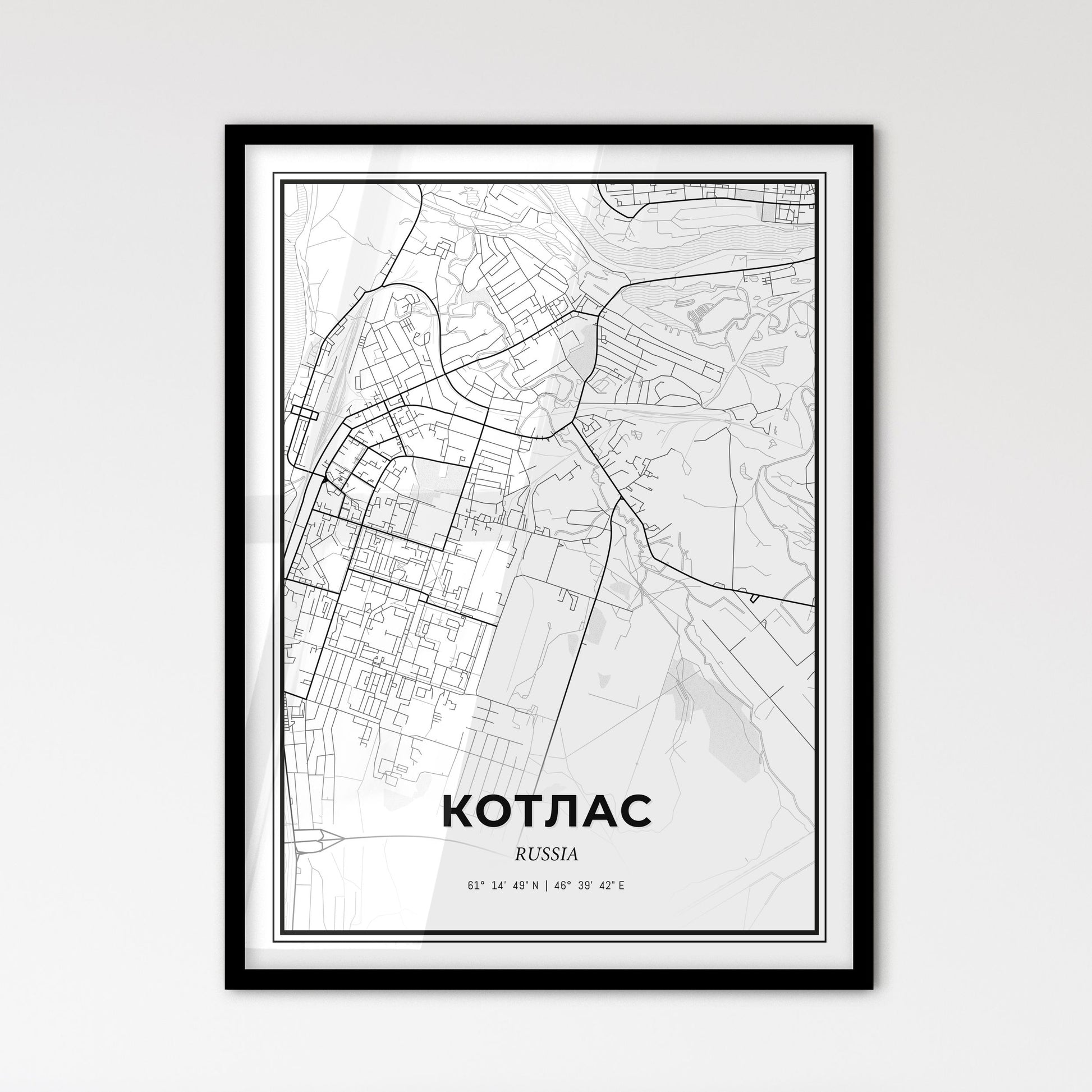 Kotlas Russia - Scandinavian Style City Map for Modern Home Decor