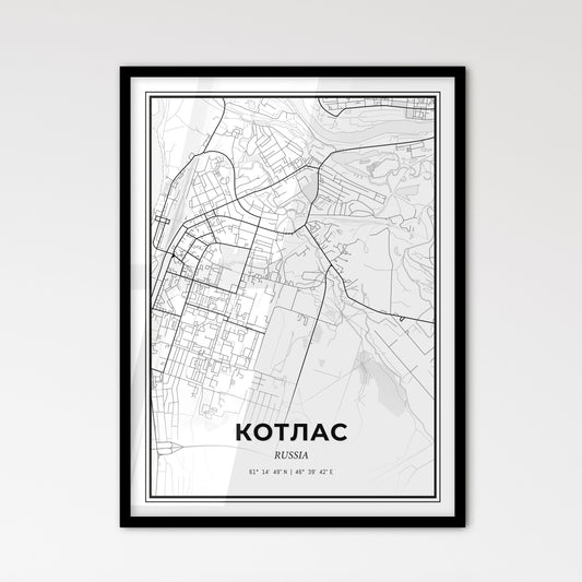 Kotlas Russia - Scandinavian Style City Map for Modern Home Decor