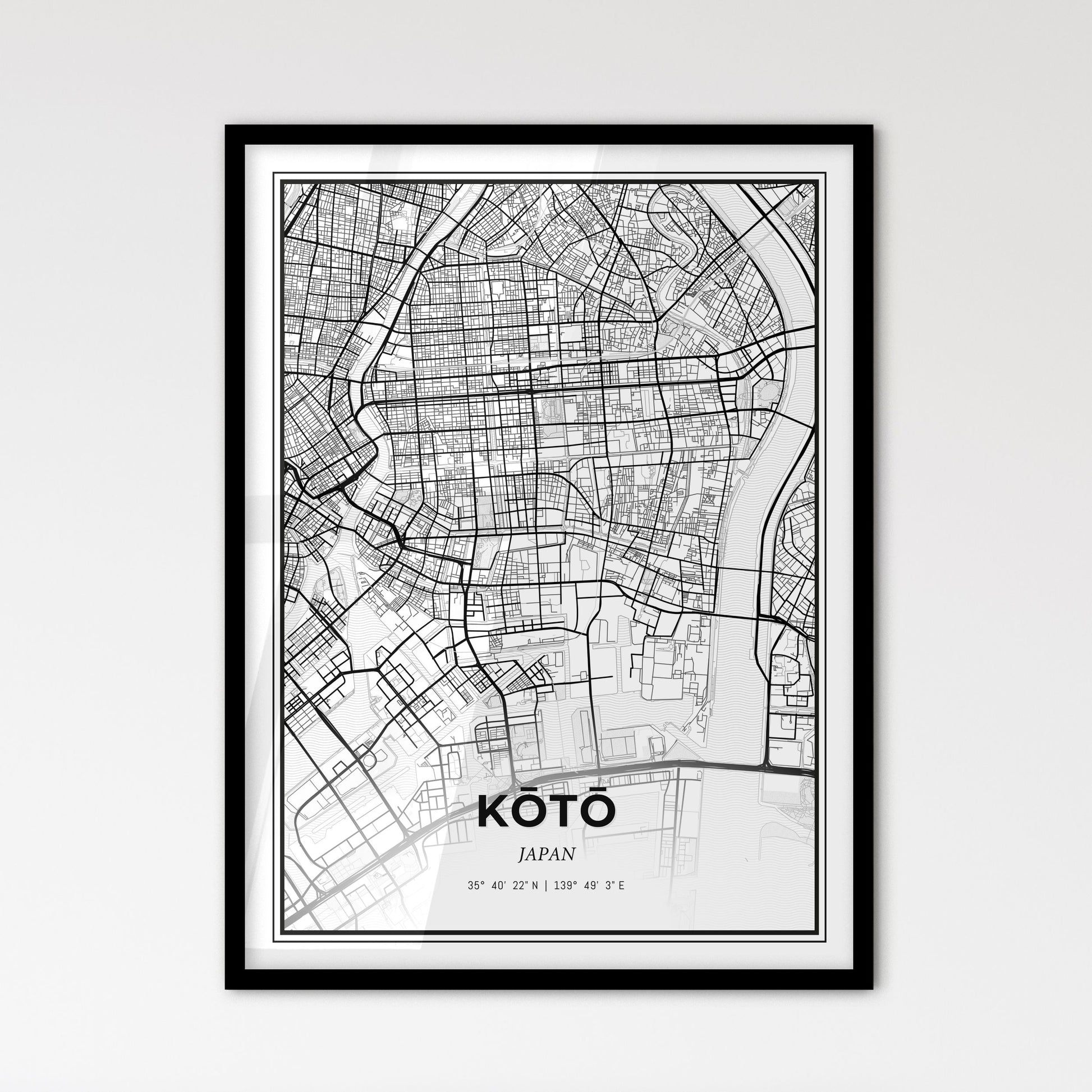 Kōtō Japan - Scandinavian Style City Map for Modern Home Decor