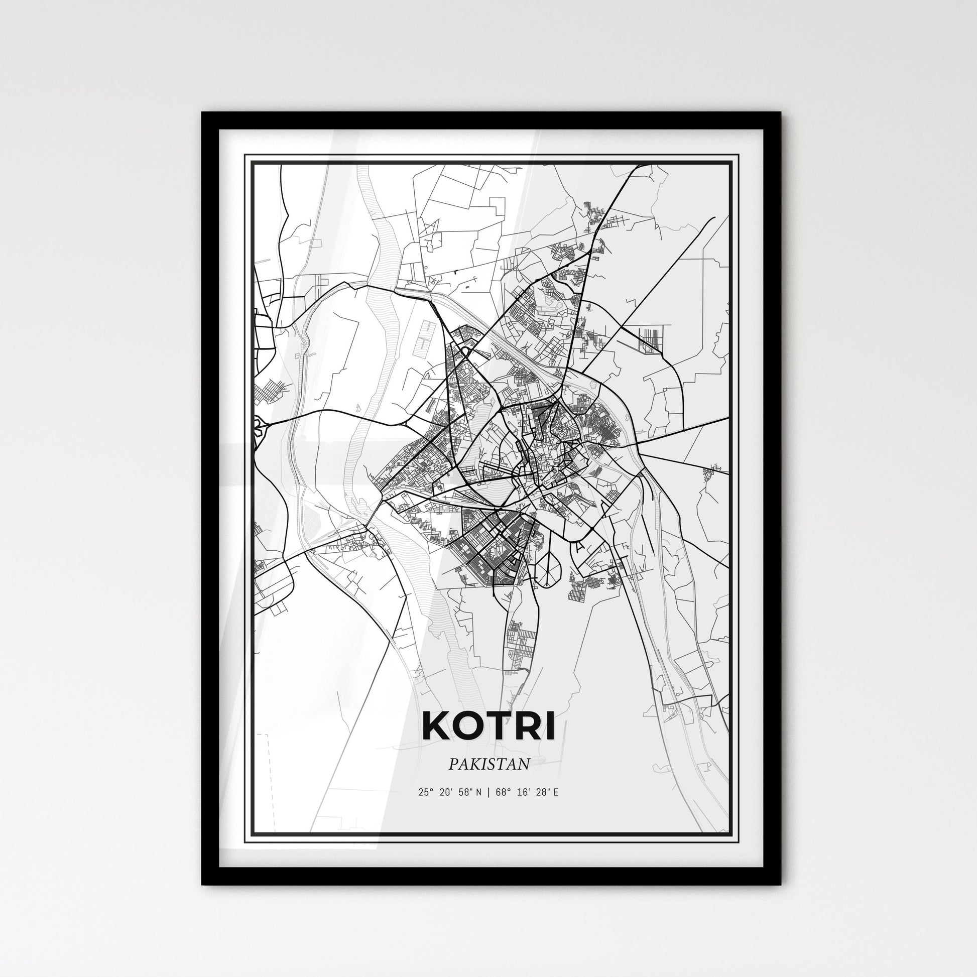 Kotri Pakistan - Scandinavian Style City Map for Modern Home Decor