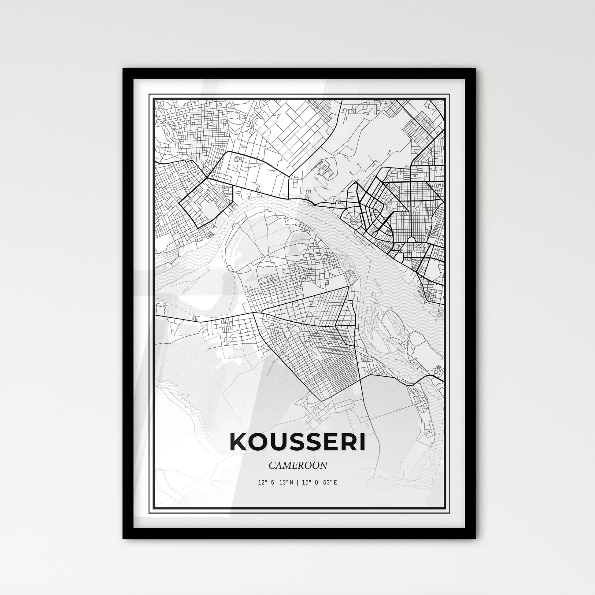 Kousseri Cameroon - Scandinavian Style City Map for Modern Home Decor