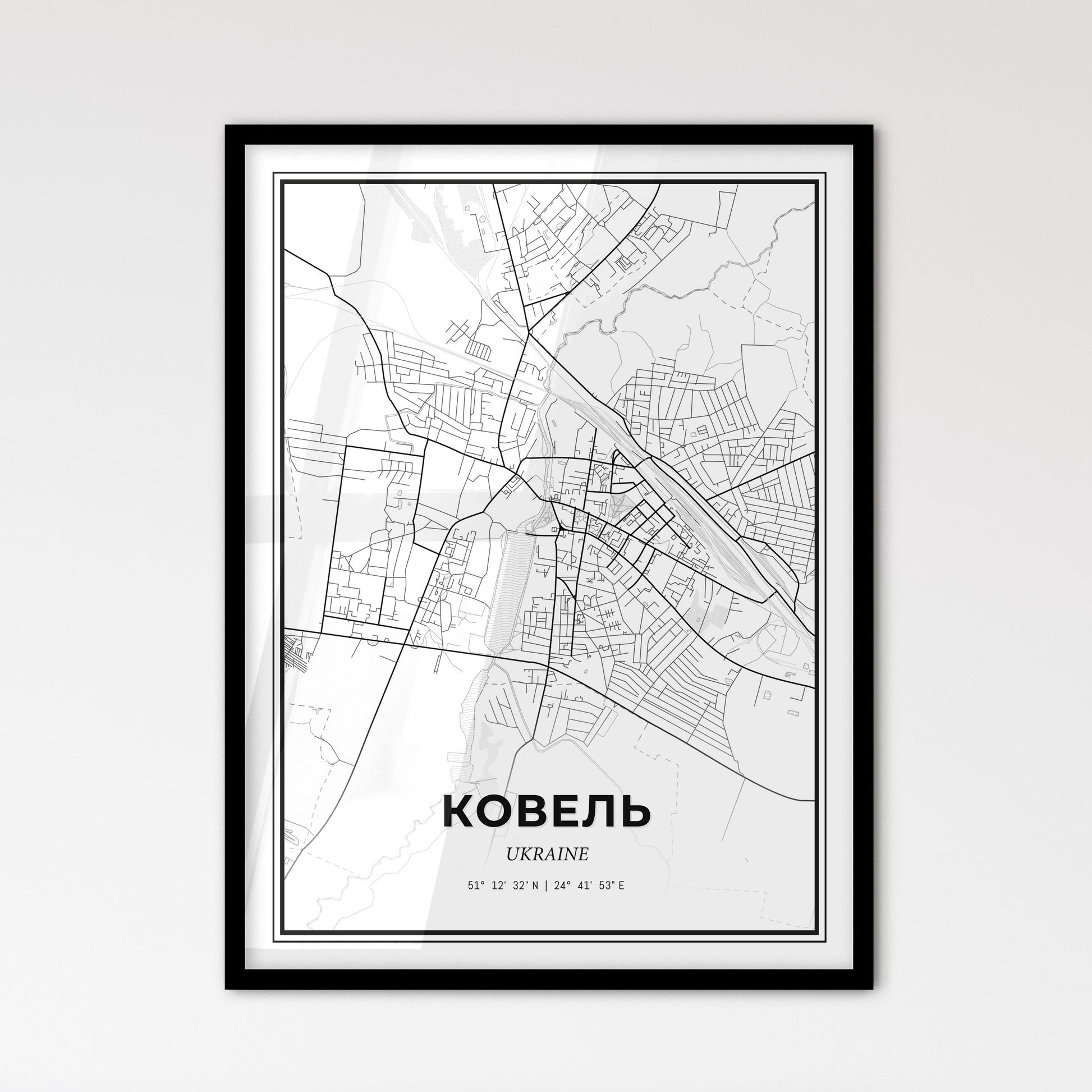 Kovel Ukraine - Scandinavian Style City Map for Modern Home Decor