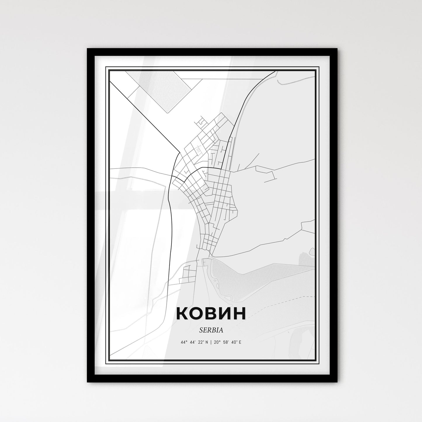 Kovin Serbia - Scandinavian Style City Map for Modern Home Decor