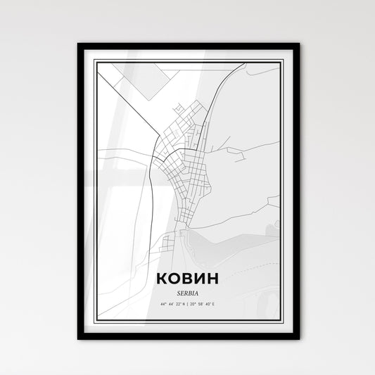 Kovin Serbia - Scandinavian Style City Map for Modern Home Decor