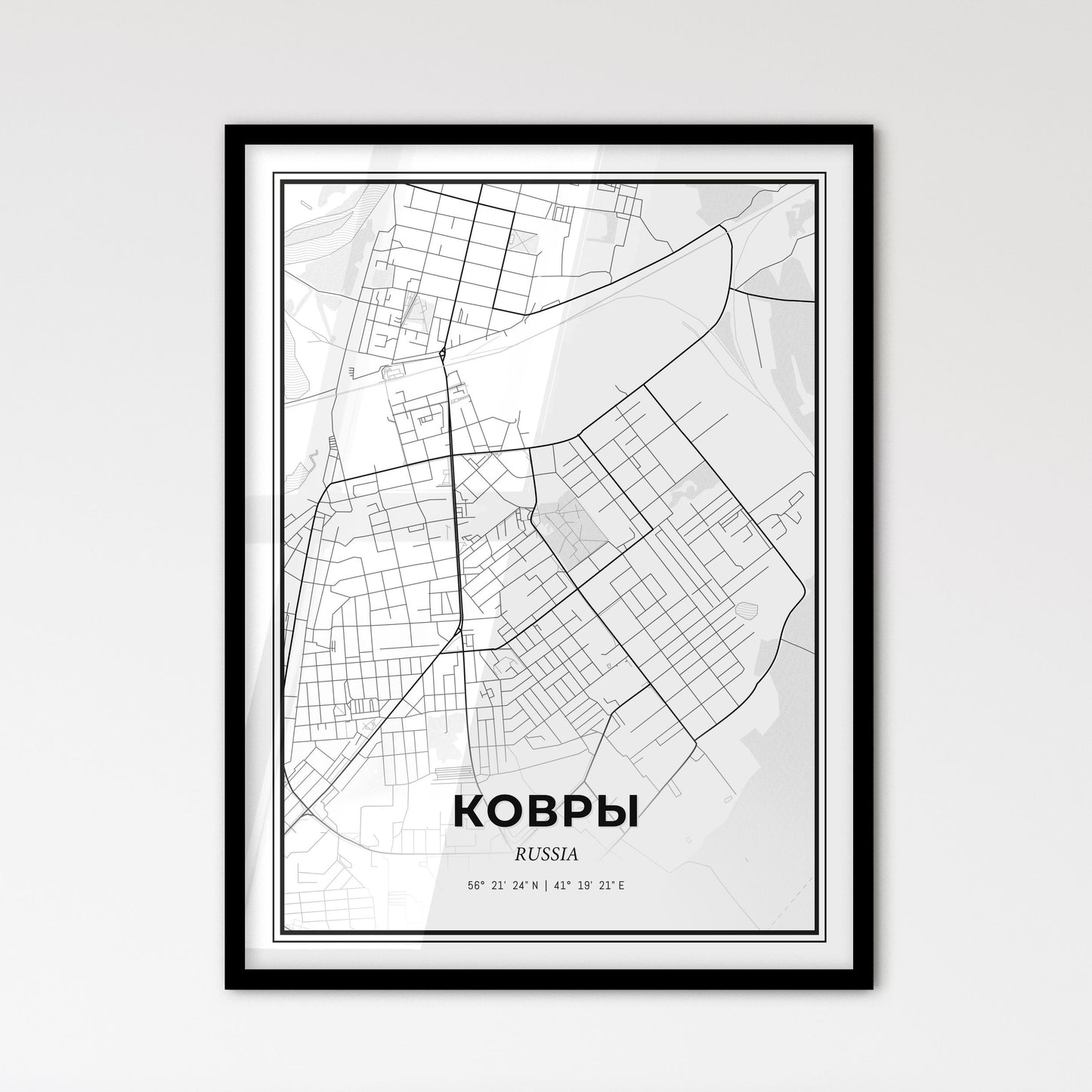 Kovrov Russia - Scandinavian Style City Map for Modern Home Decor