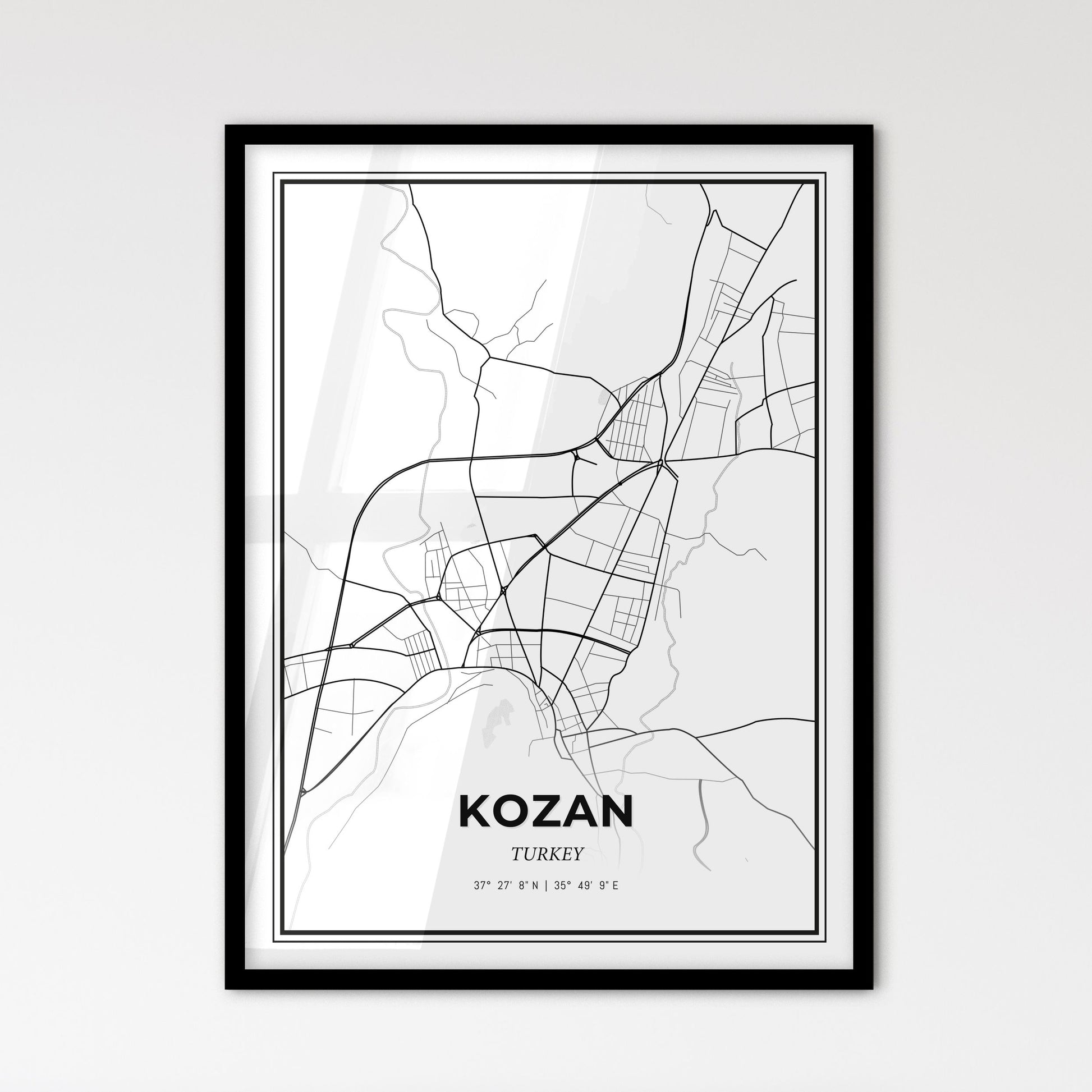 Kozan Turkey - Scandinavian Style City Map for Modern Home Decor