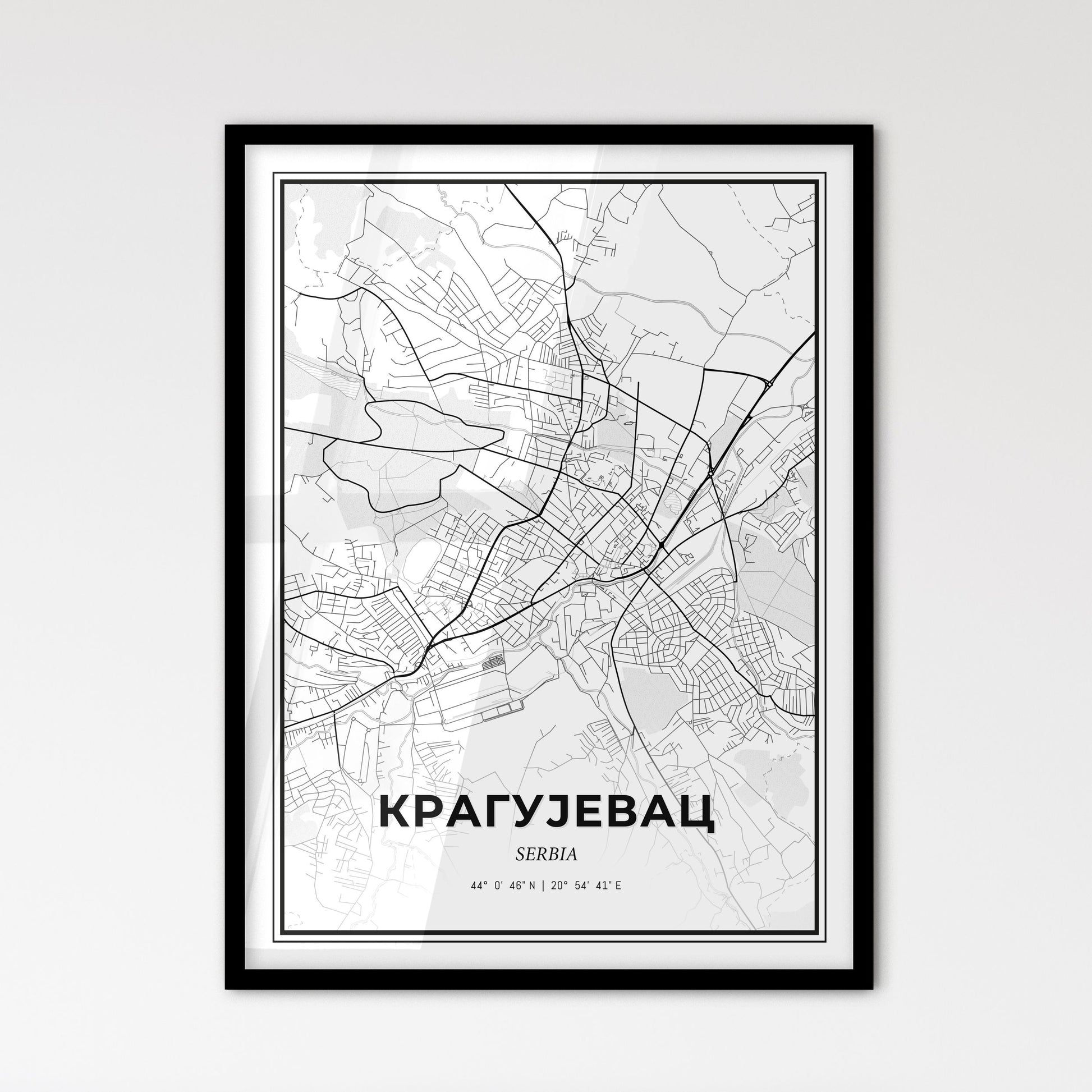 Kragujevac Serbia - Scandinavian Style City Map for Modern Home Decor