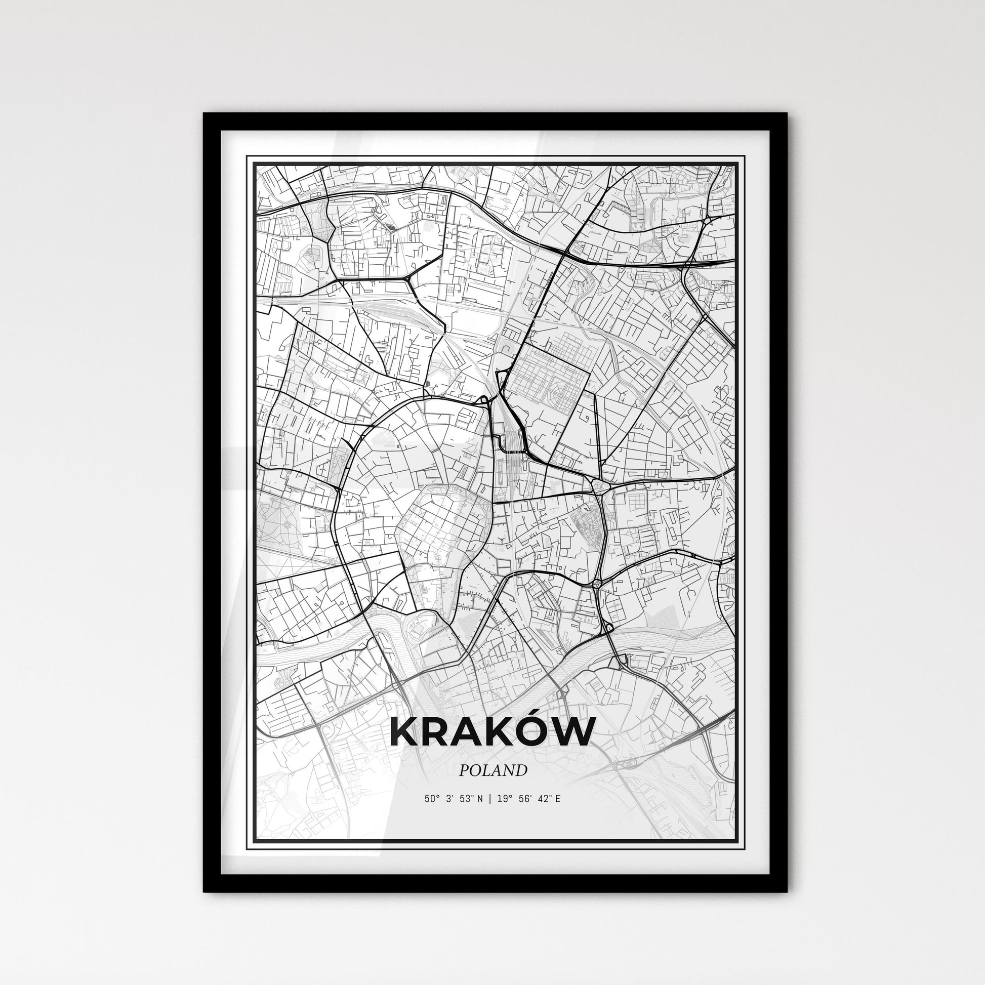 Kraków Poland - Scandinavian Style City Map for Modern Home Decor