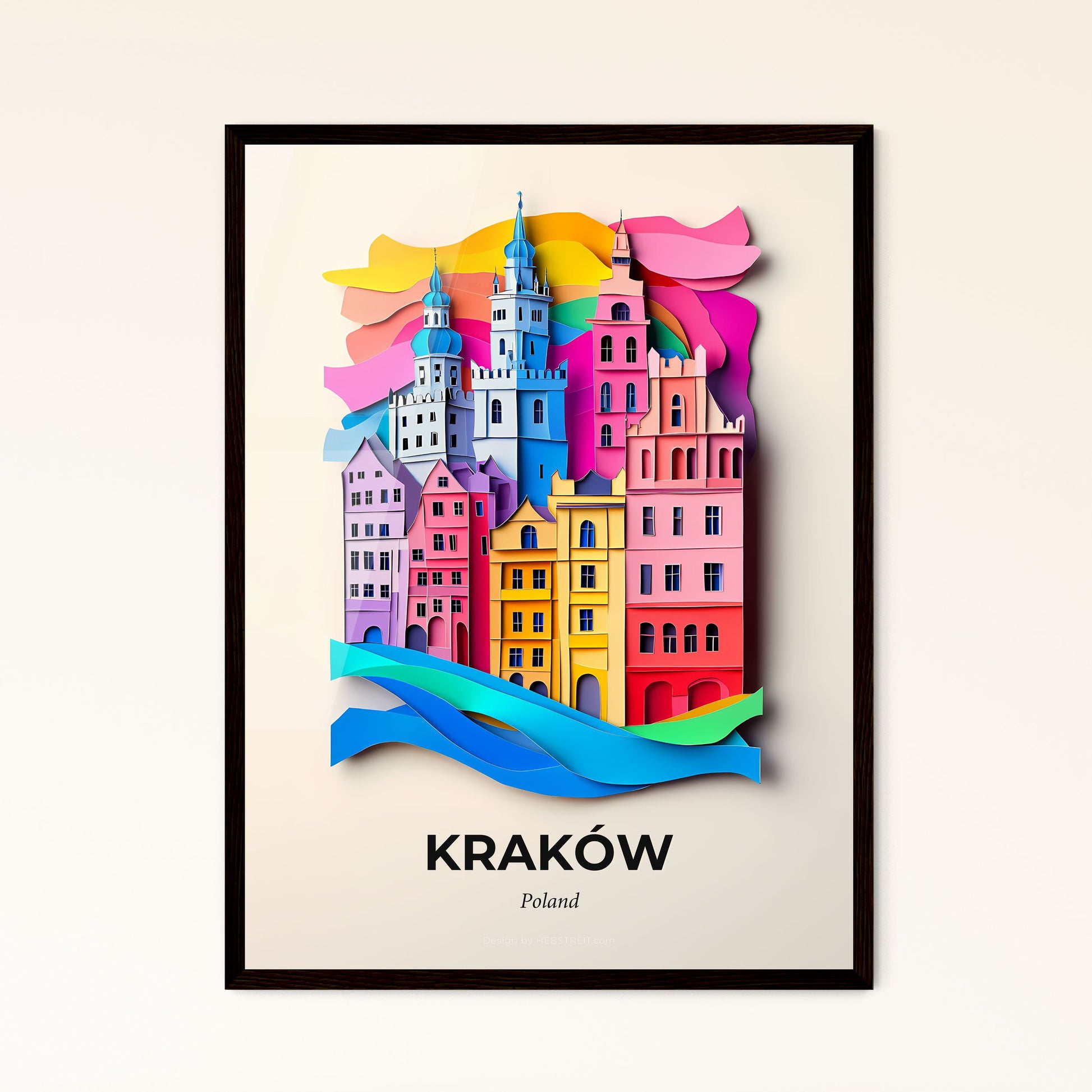 Vivid Kraków, Poland - a colorful city with a rainbow sky and a wave