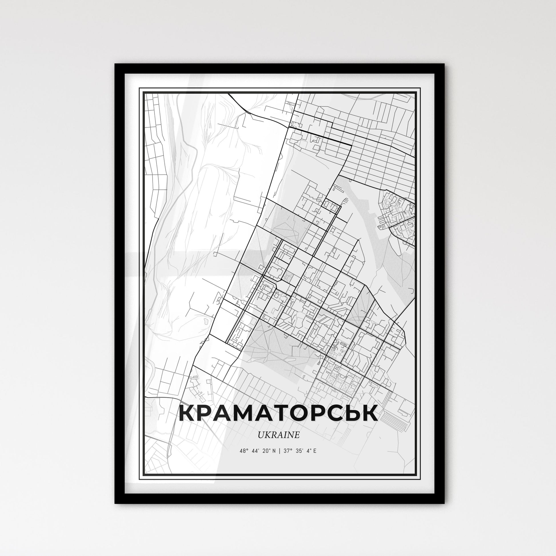 Kramatorsk Ukraine - Scandinavian Style City Map for Modern Home Decor