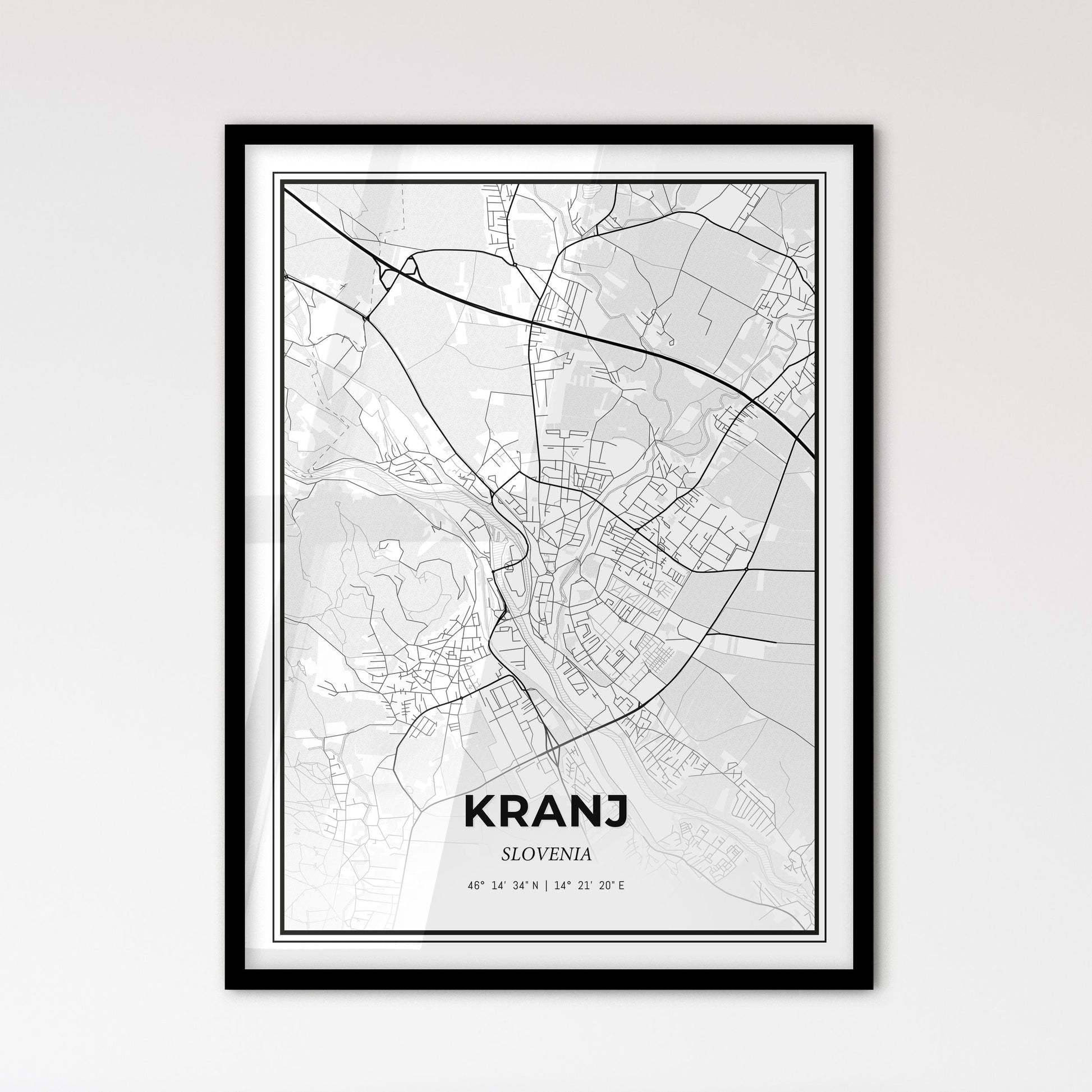 Kranj Slovenia - Scandinavian Style City Map for Modern Home Decor