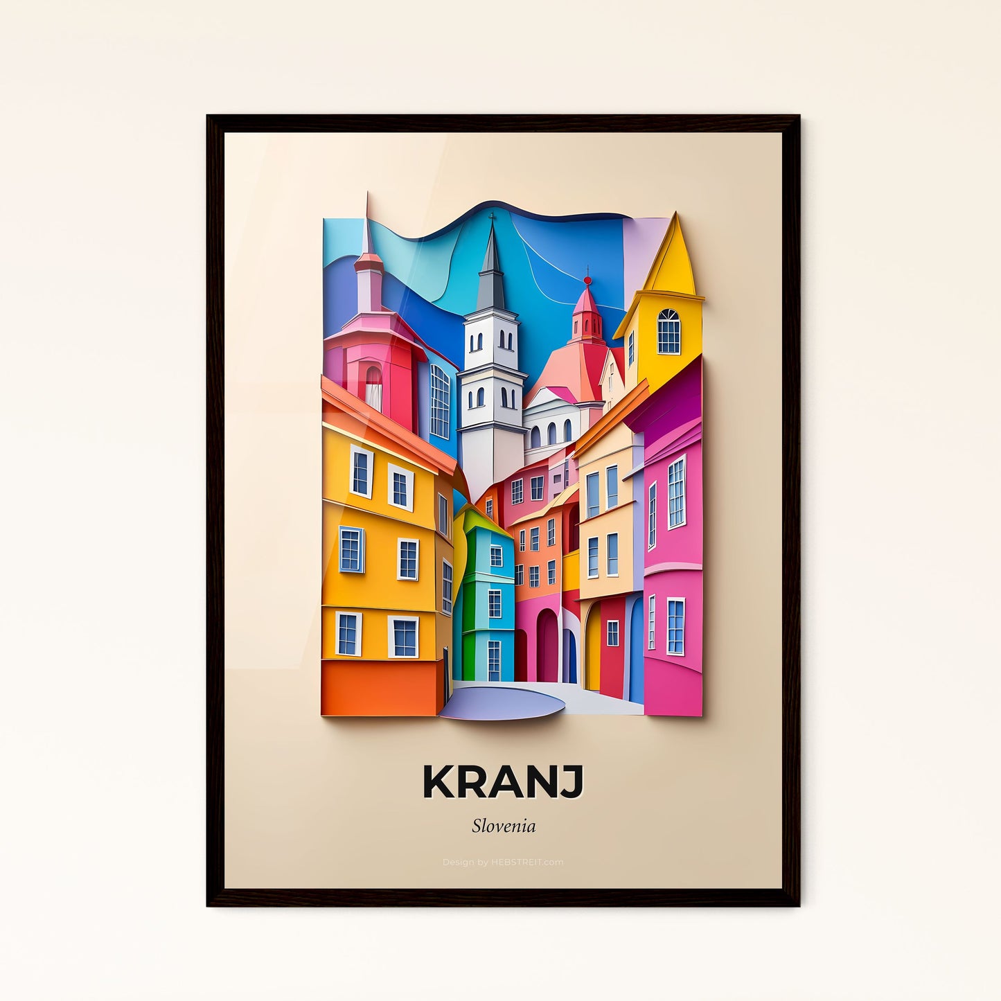 Vivid Kranj, Slovenia - a colorful city with a clock tower on a building