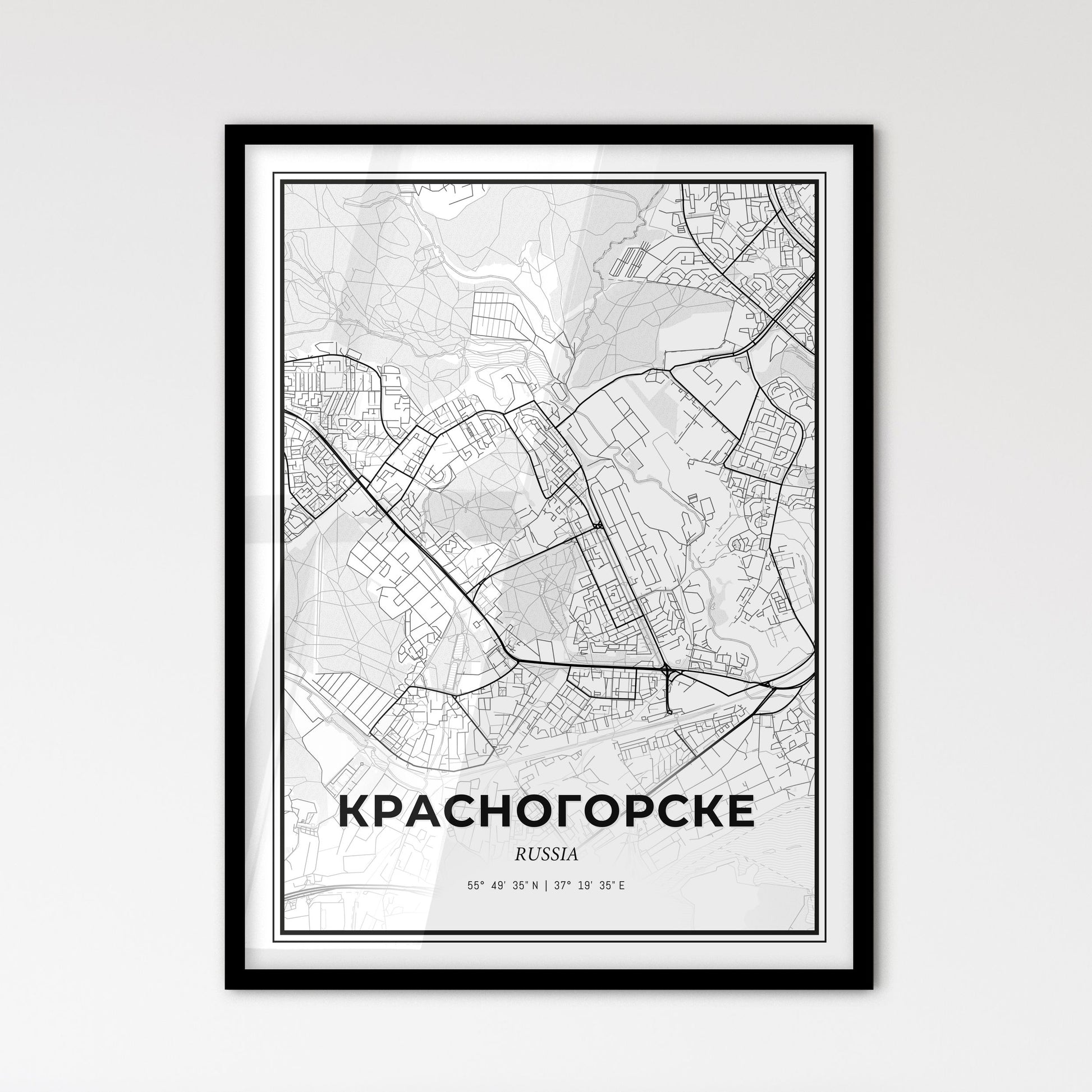 Krasnogorsk Russia - Scandinavian Style City Map for Modern Home Decor