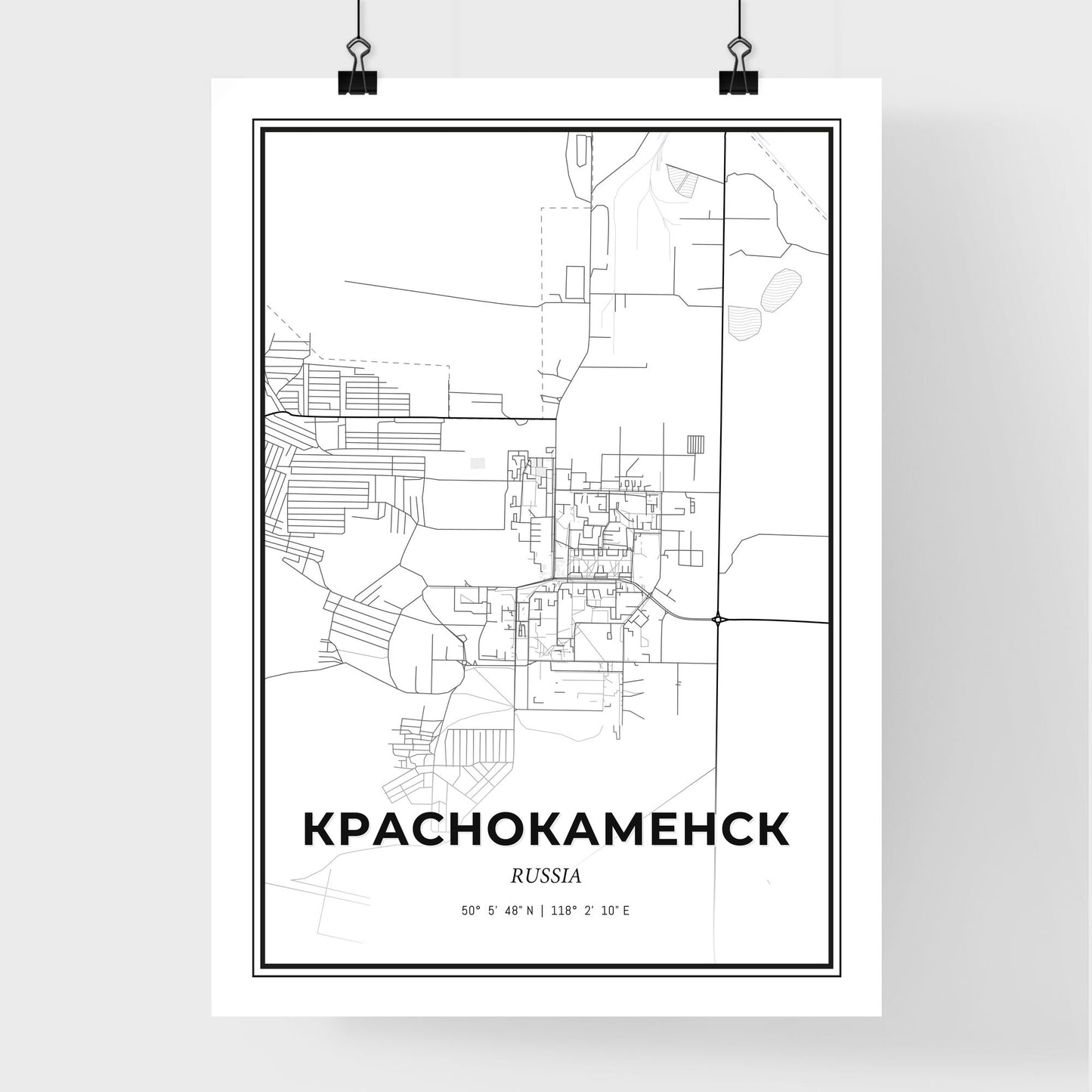 Krasnokamensk Russia - Premium City Map Poster