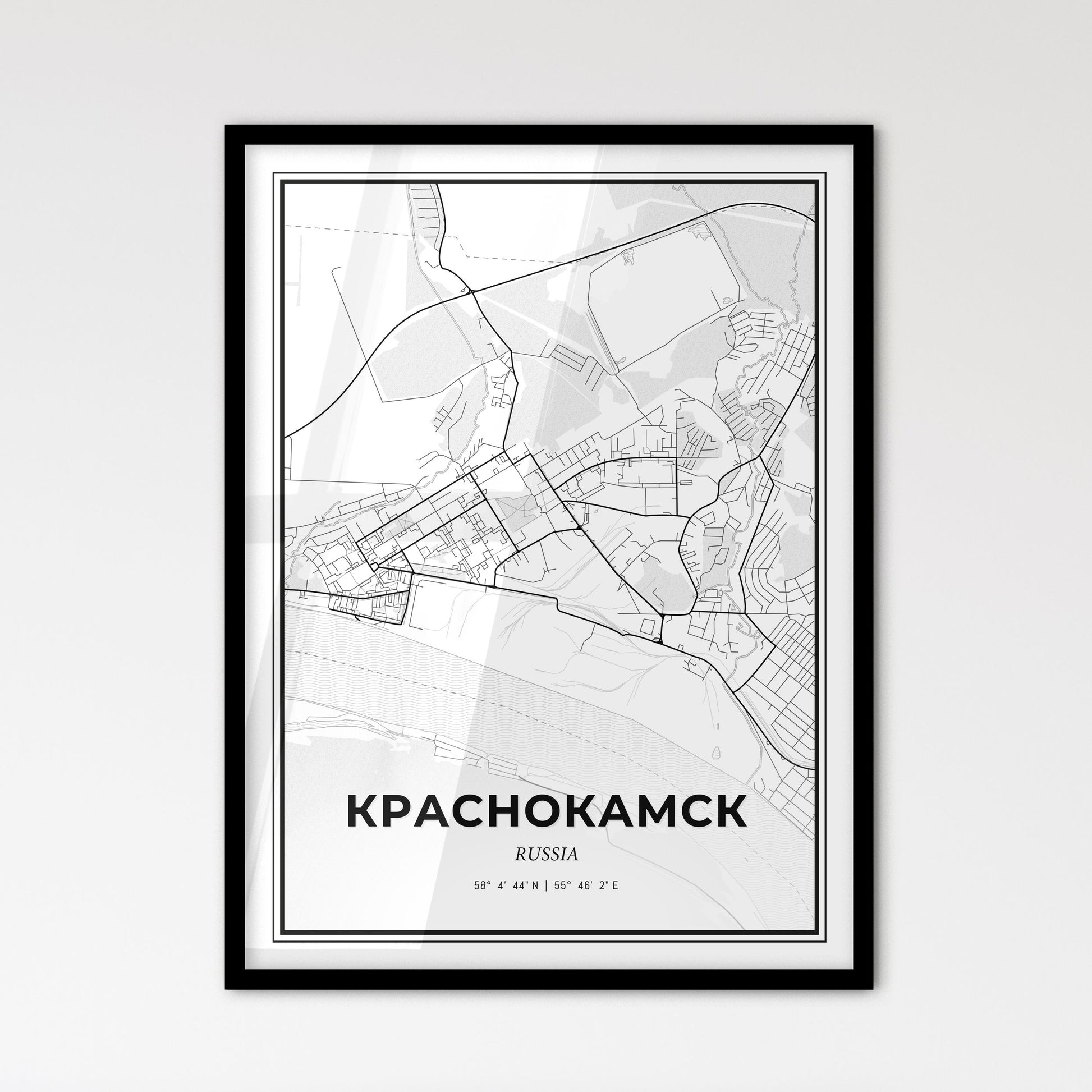 Krasnokamsk Russia - Scandinavian Style City Map for Modern Home Decor