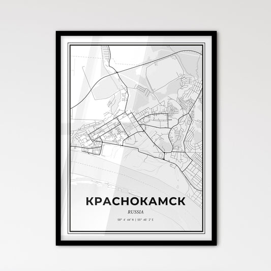 Krasnokamsk Russia - Scandinavian Style City Map for Modern Home Decor