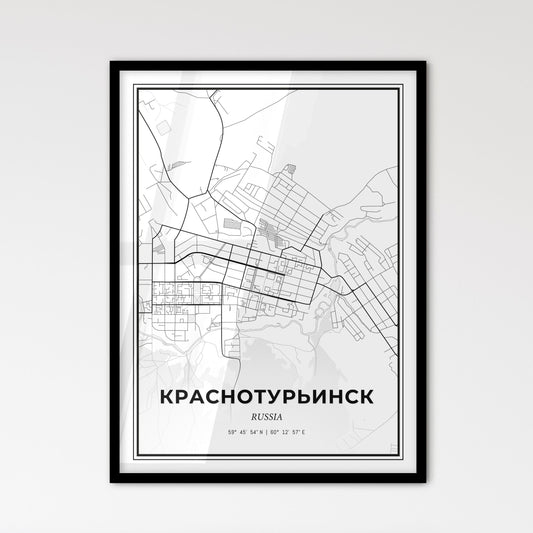 Krasnoturyinsk Russia - Scandinavian Style City Map for Modern Home Decor