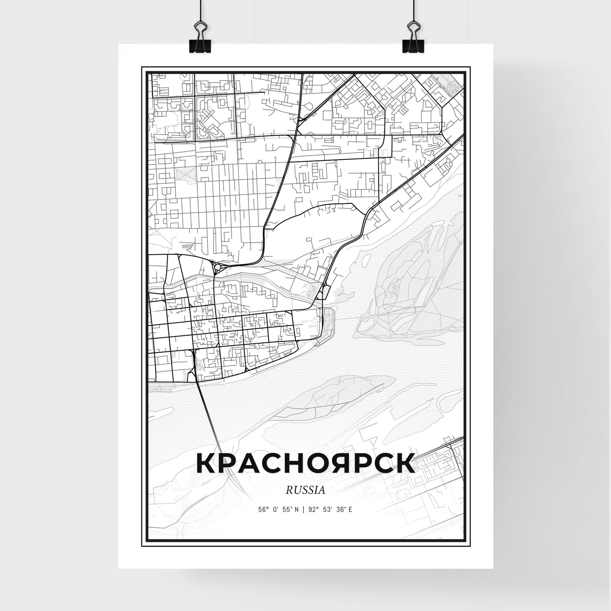 Krasnoyarsk Russia - Premium City Map Poster