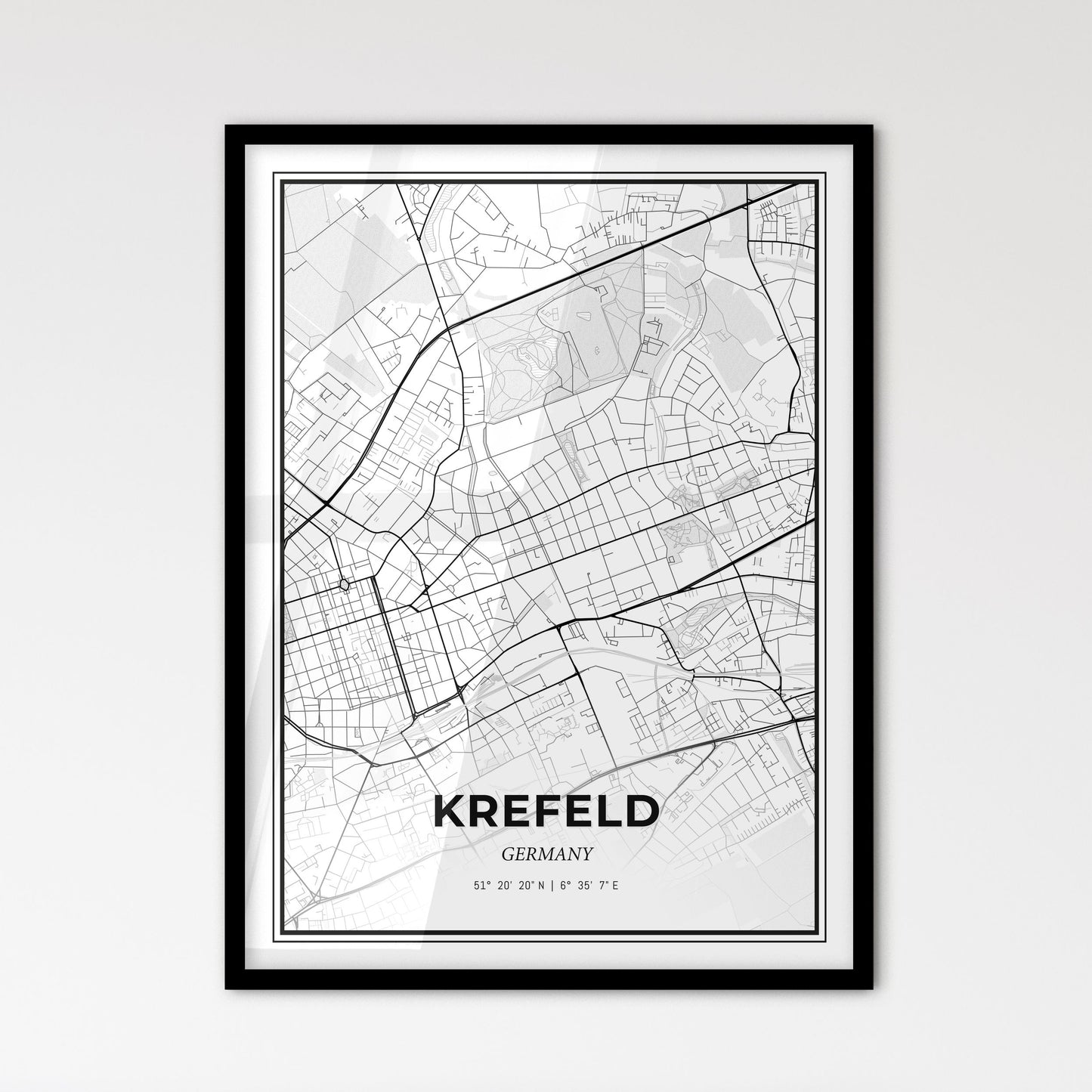 Krefeld Germany - Scandinavian Style City Map for Modern Home Decor