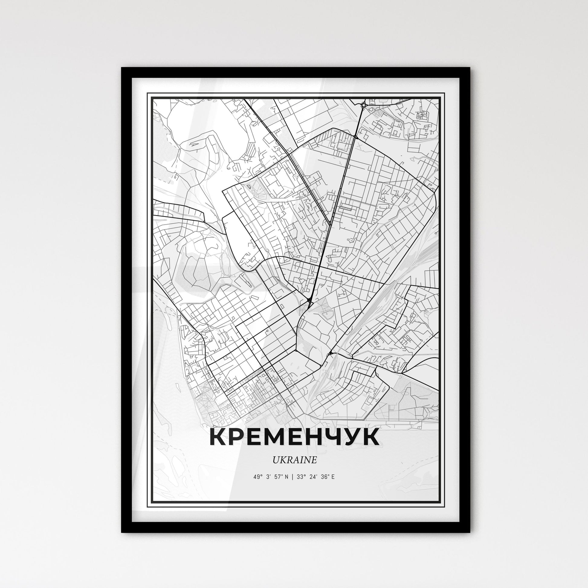 Kremenchuk Ukraine - Scandinavian Style City Map for Modern Home Decor