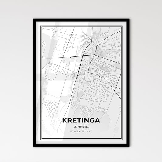 Kretinga Lithuania - Scandinavian Style City Map for Modern Home Decor