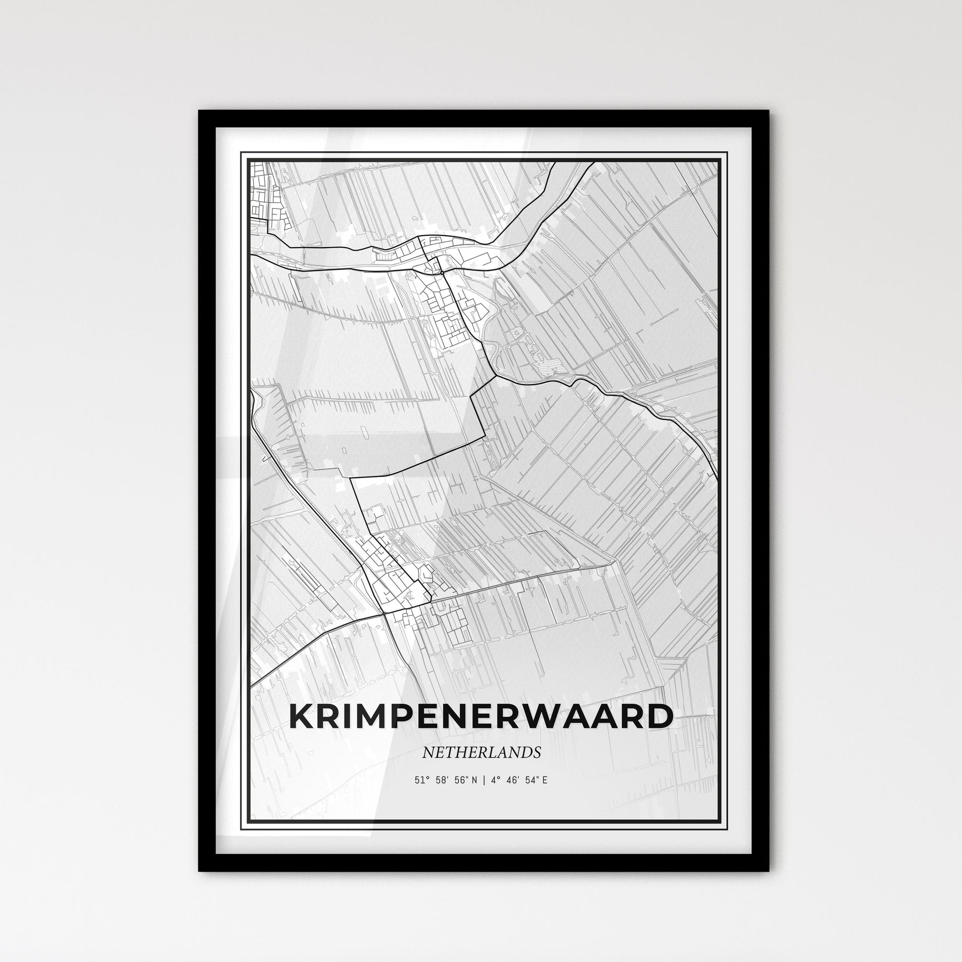  Krimpenerwaard Netherlands - Scandinavian Style City Map for Modern Home Decor