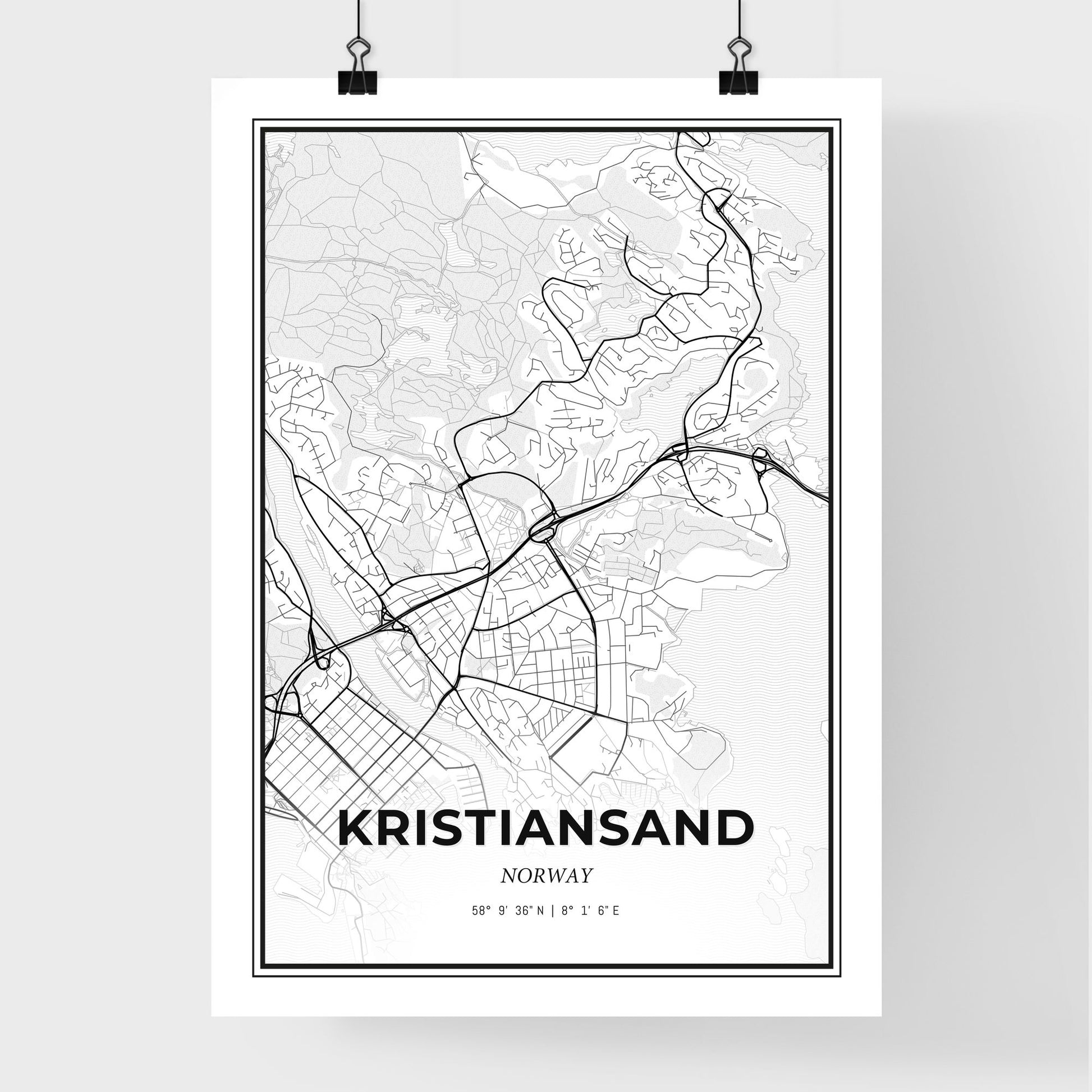 Kristiansand Norway - Premium City Map Poster