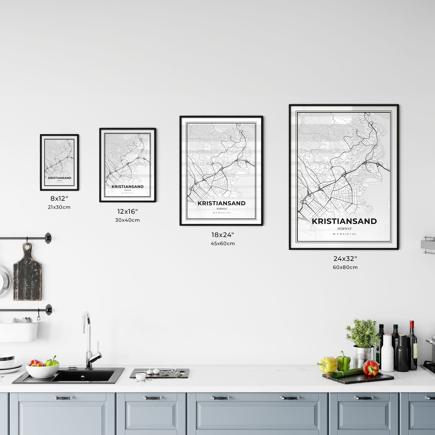 Kristiansand Norway - Customizable Modern City Map