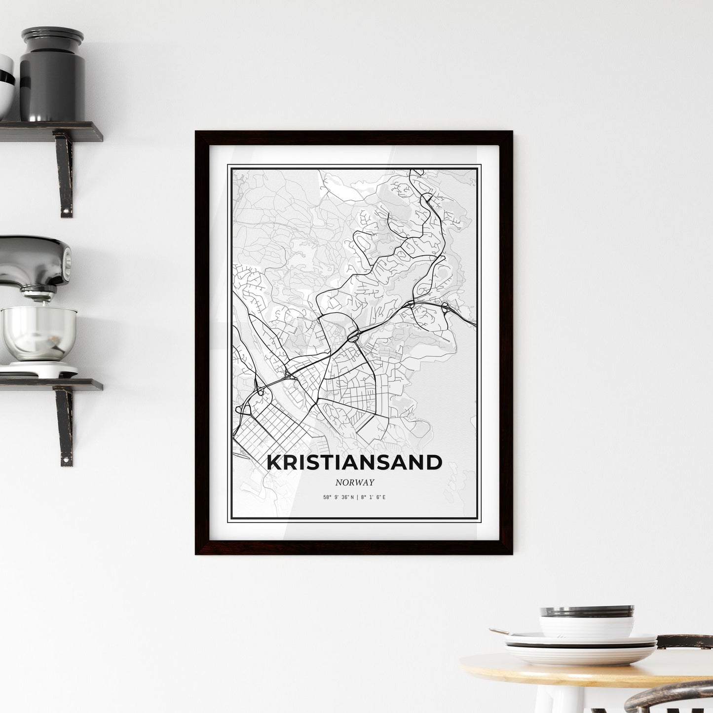 Kristiansand Norway - Minimal City Map