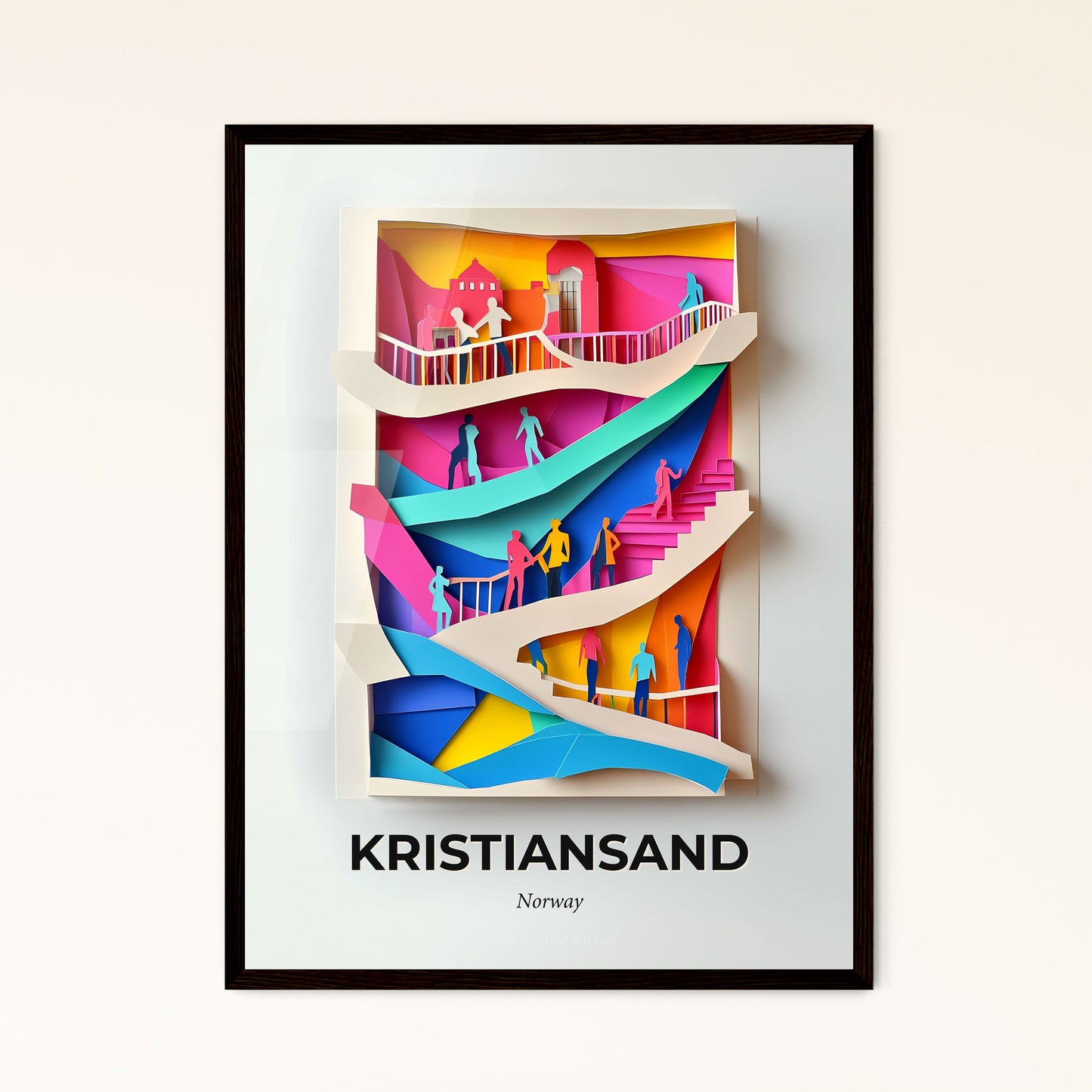 Vivid Kristiansand, Norway - a paper cut of a building with people on it