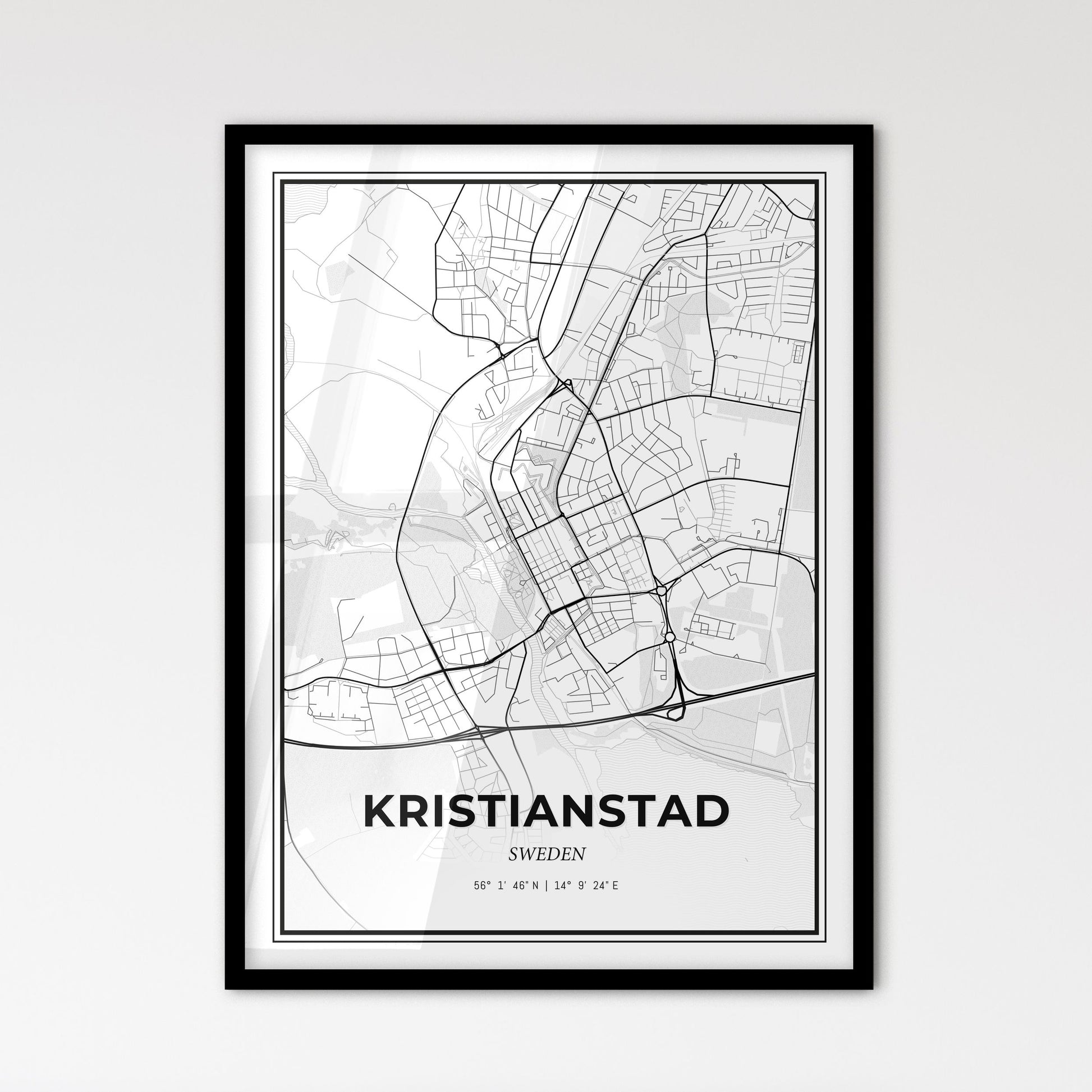 Kristianstad Sweden - Scandinavian Style City Map for Modern Home Decor