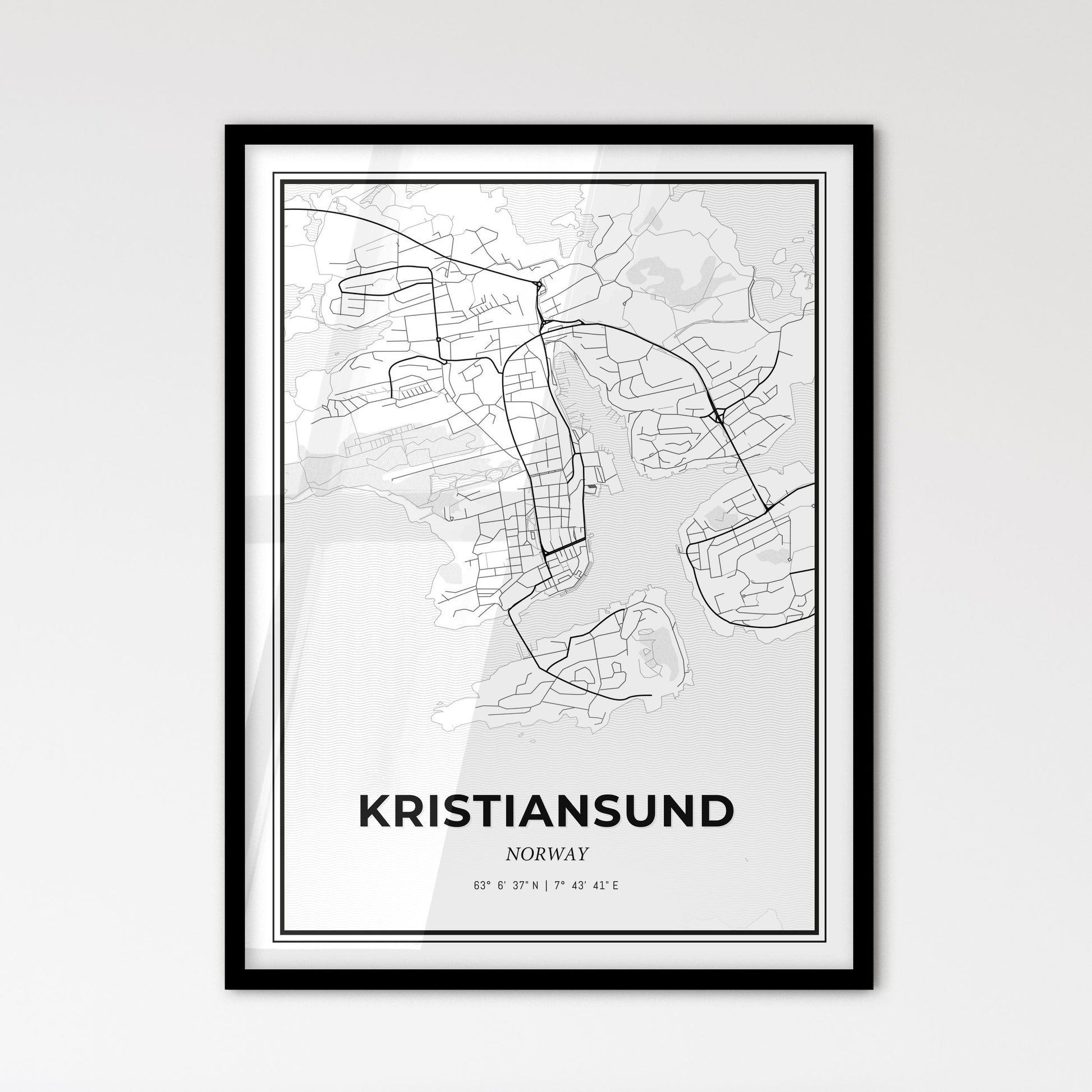 Kristiansund Norway - Scandinavian Style City Map for Modern Home Decor