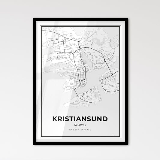 Kristiansund Norway - Scandinavian Style City Map for Modern Home Decor