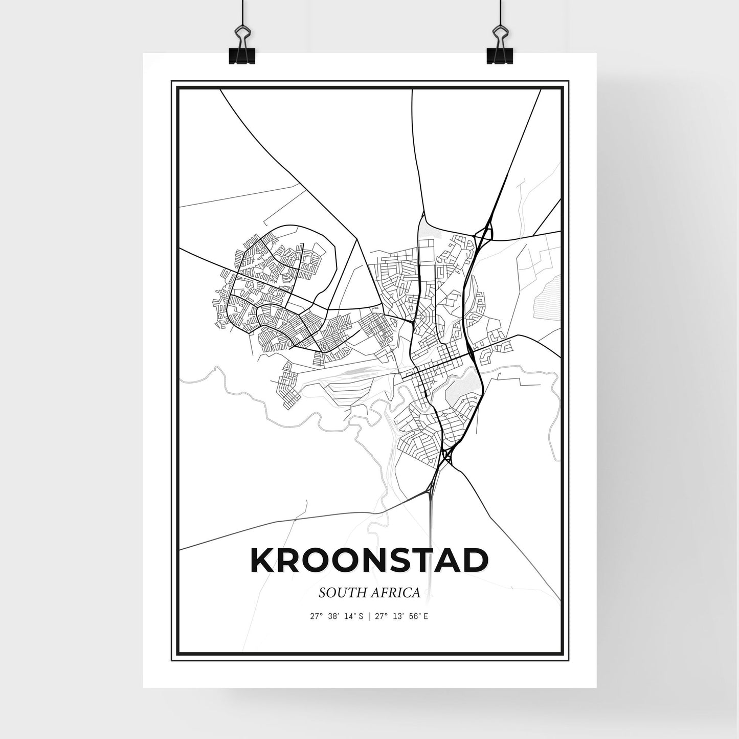 Kroonstad South Africa - Premium City Map Poster