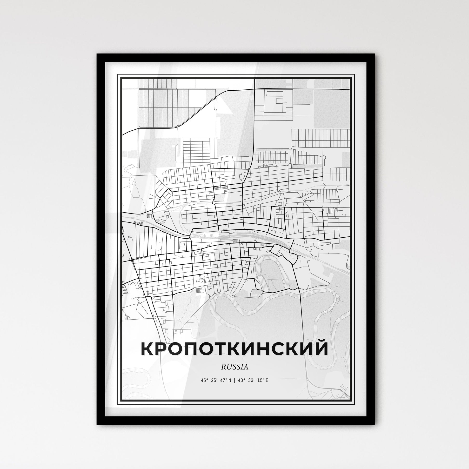 Kropotkin Russia - Scandinavian Style City Map for Modern Home Decor